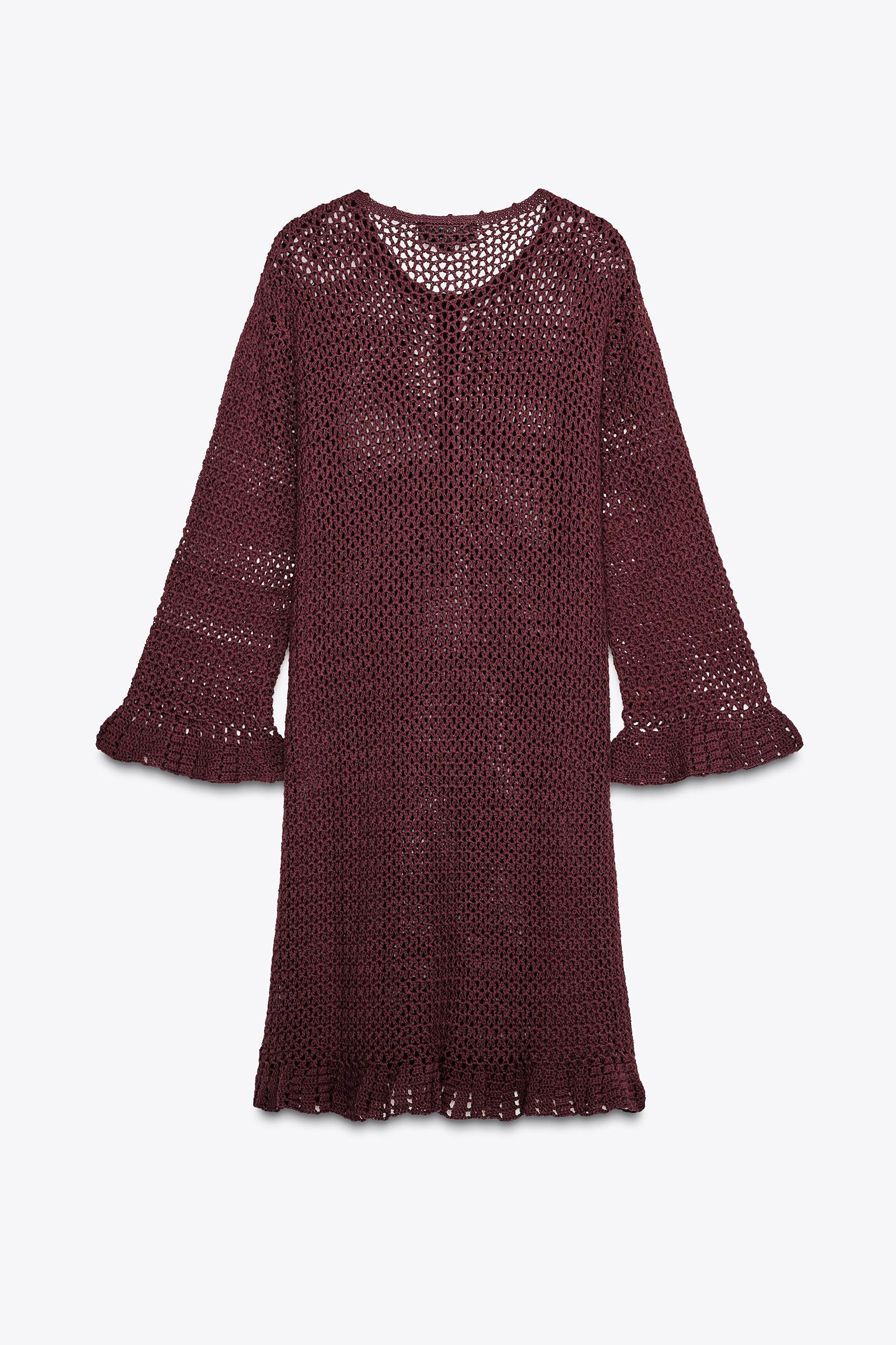 CROCHET KNIT MINI DRESS Product Image