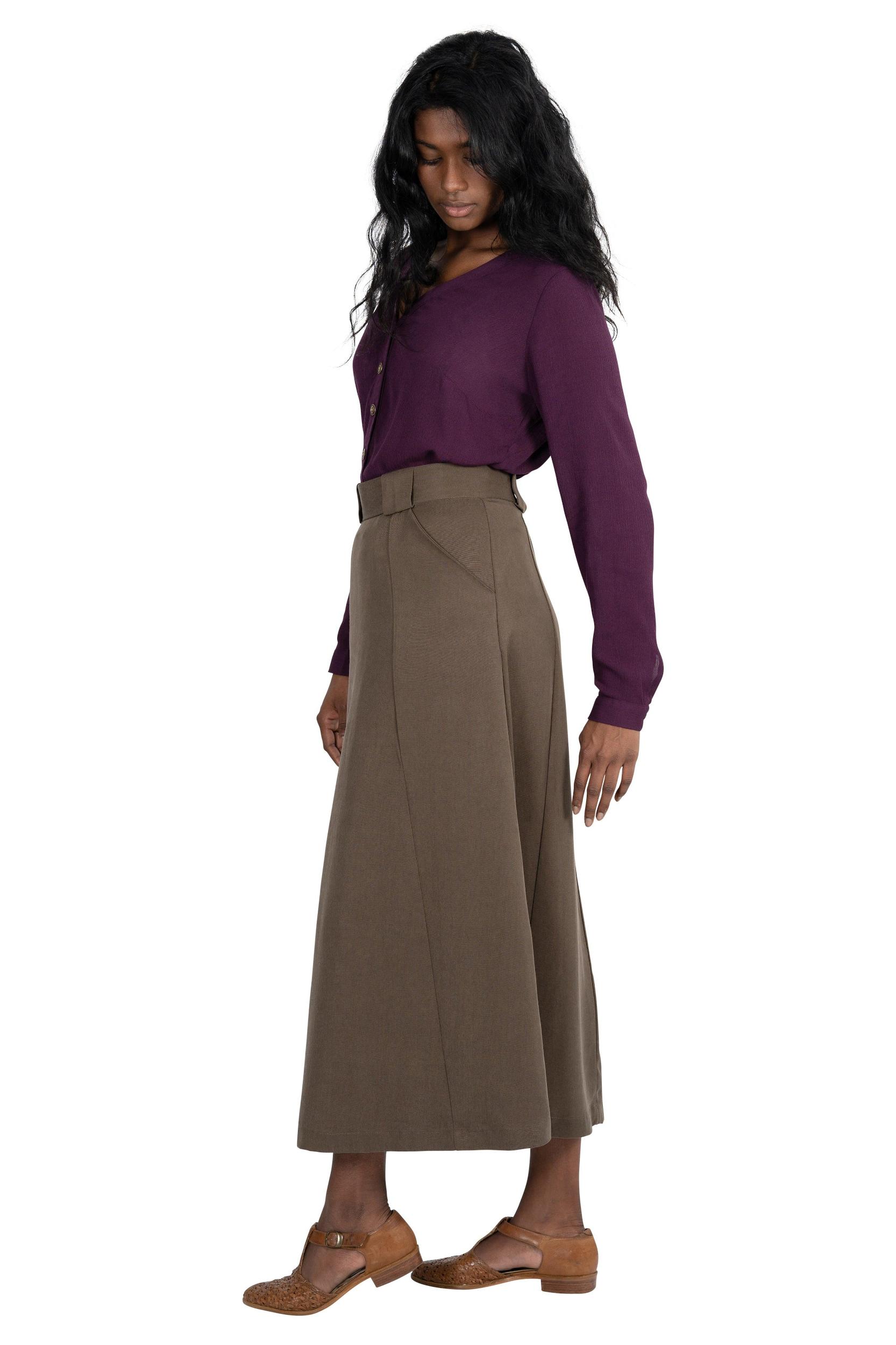 Olivia Skirt in Olive Tencel Product Image