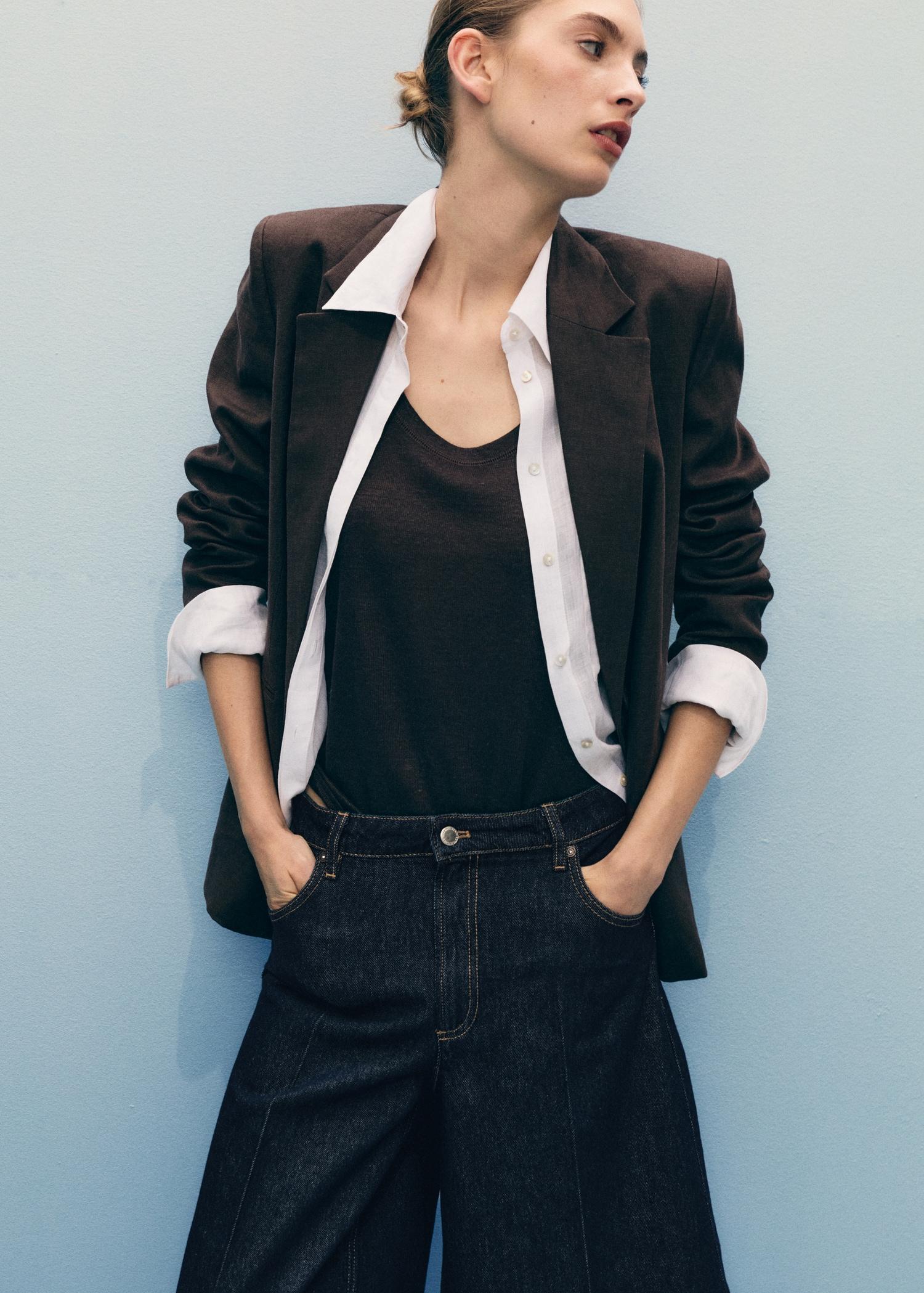 High-rise straight-fit rinse-wash jorts - Women | MANGO USA Product Image