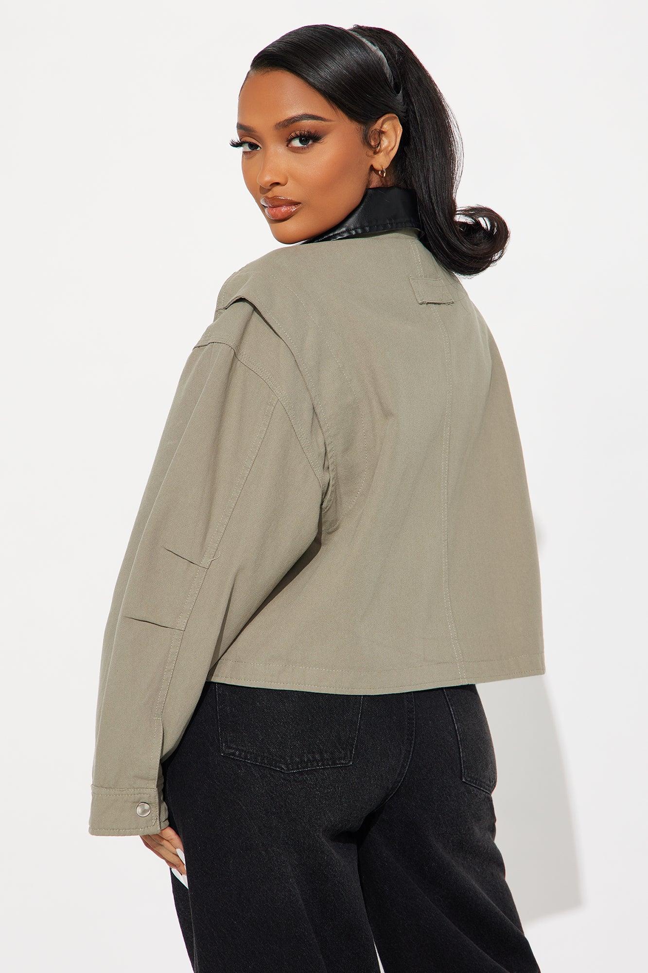Roar Rider Oversized Trucker Jacket - Olive Product Image