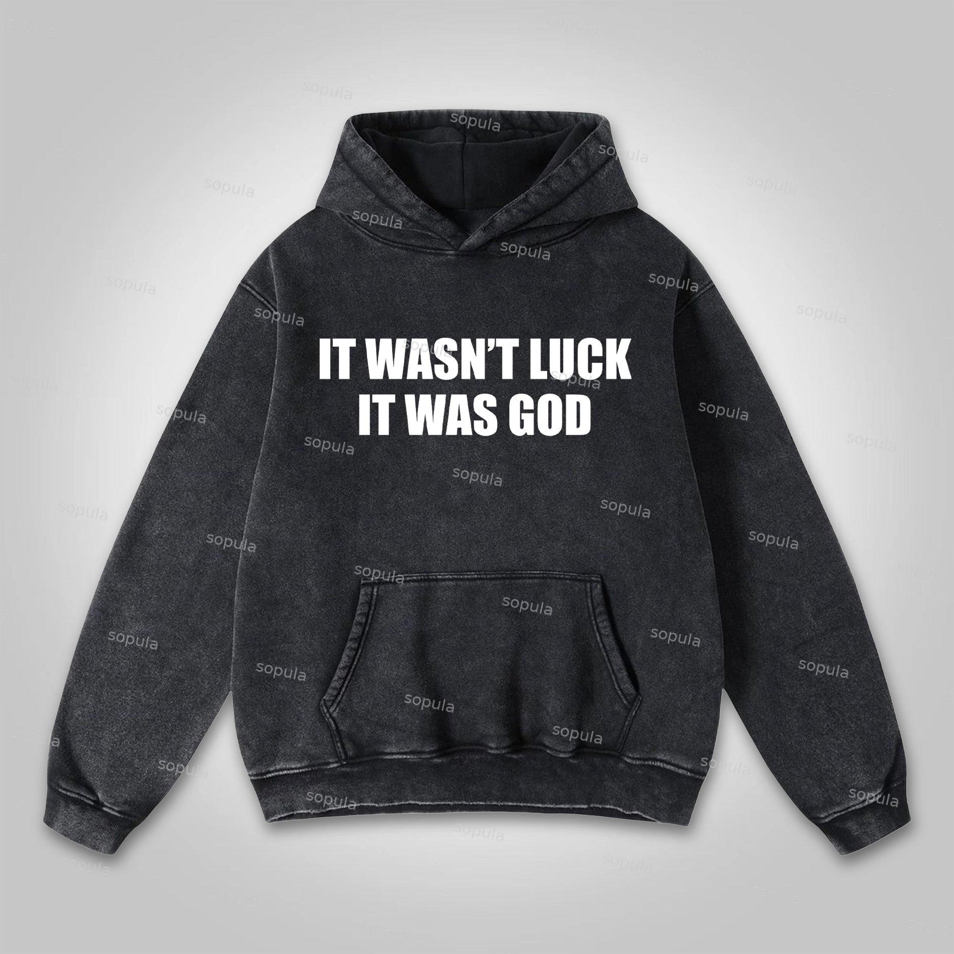Sopula It Wasn't Luck It Was God Sogan Graphic Washed Hoodie Product Image