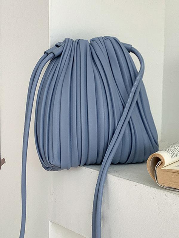 Drawstring Pleated Split-Joint Crossbody Bags Product Image