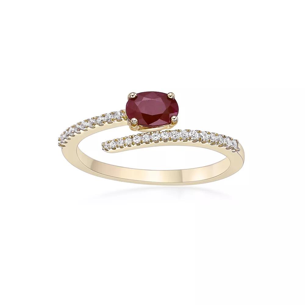 Gemminded 10k Gold Ruby & 1/8 Carat T.W. Diamond Ring, Womens Product Image