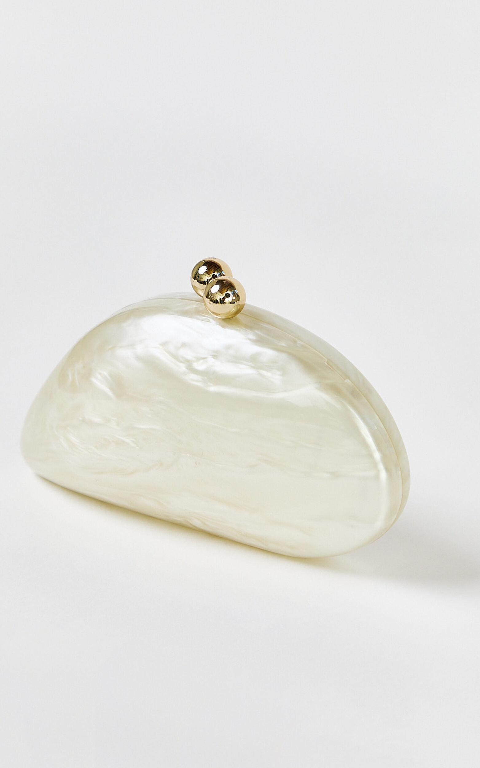 Nami Clutch Bag with Hardware Detail in Pearl Product Image