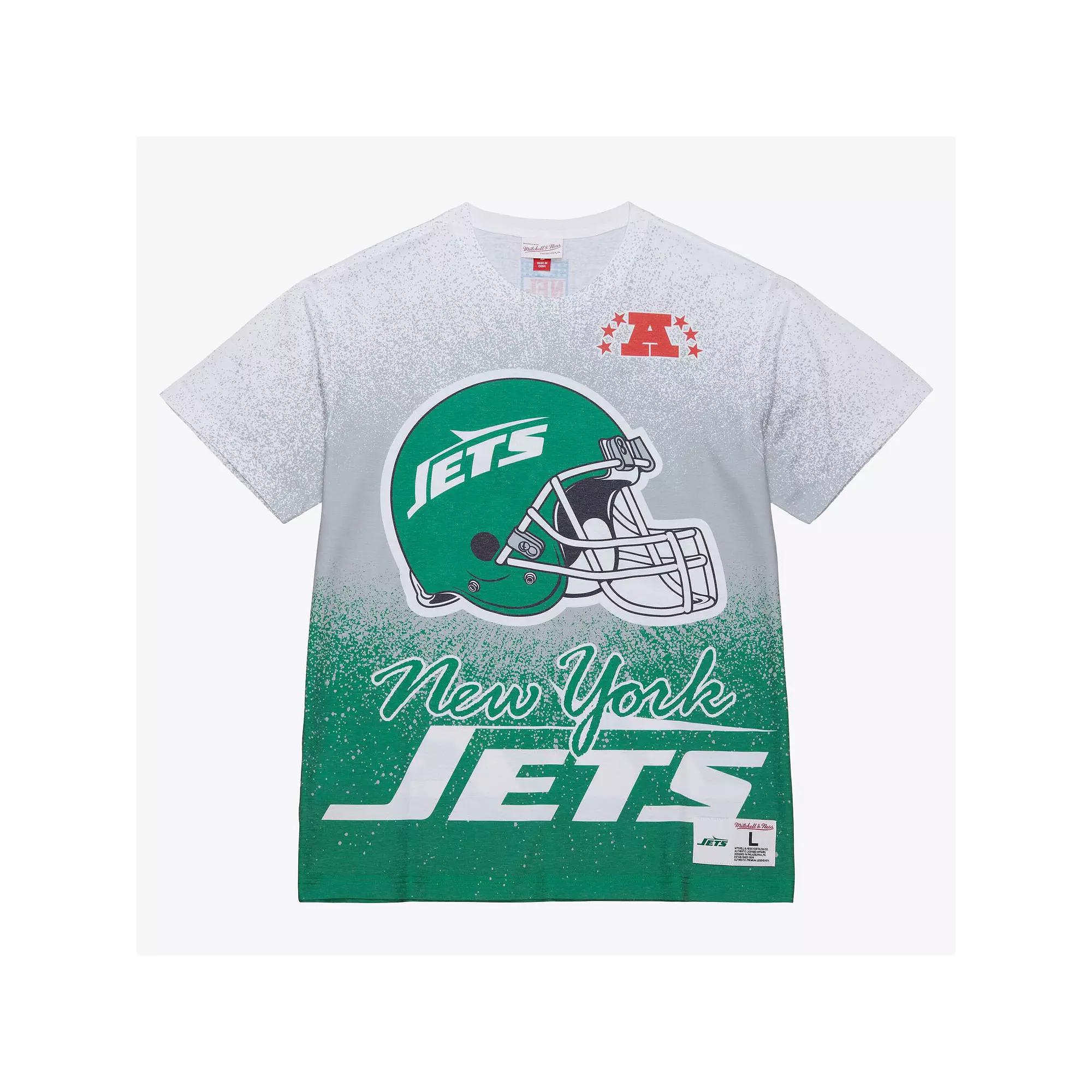 Men's Mitchell & Ness White New York Jets Team Burst Vintage Logo T-Shirt,  Product Image