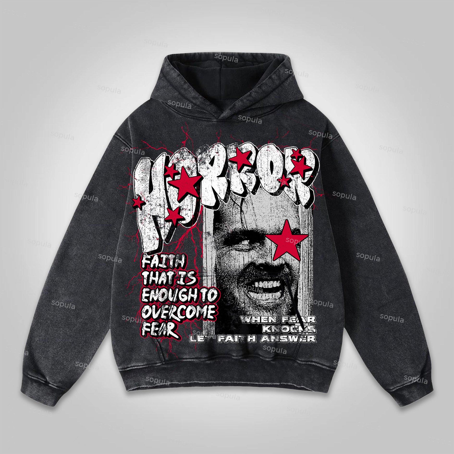Sopula Shining Vintage Graphic Washed Cotton Hoodie Product Image