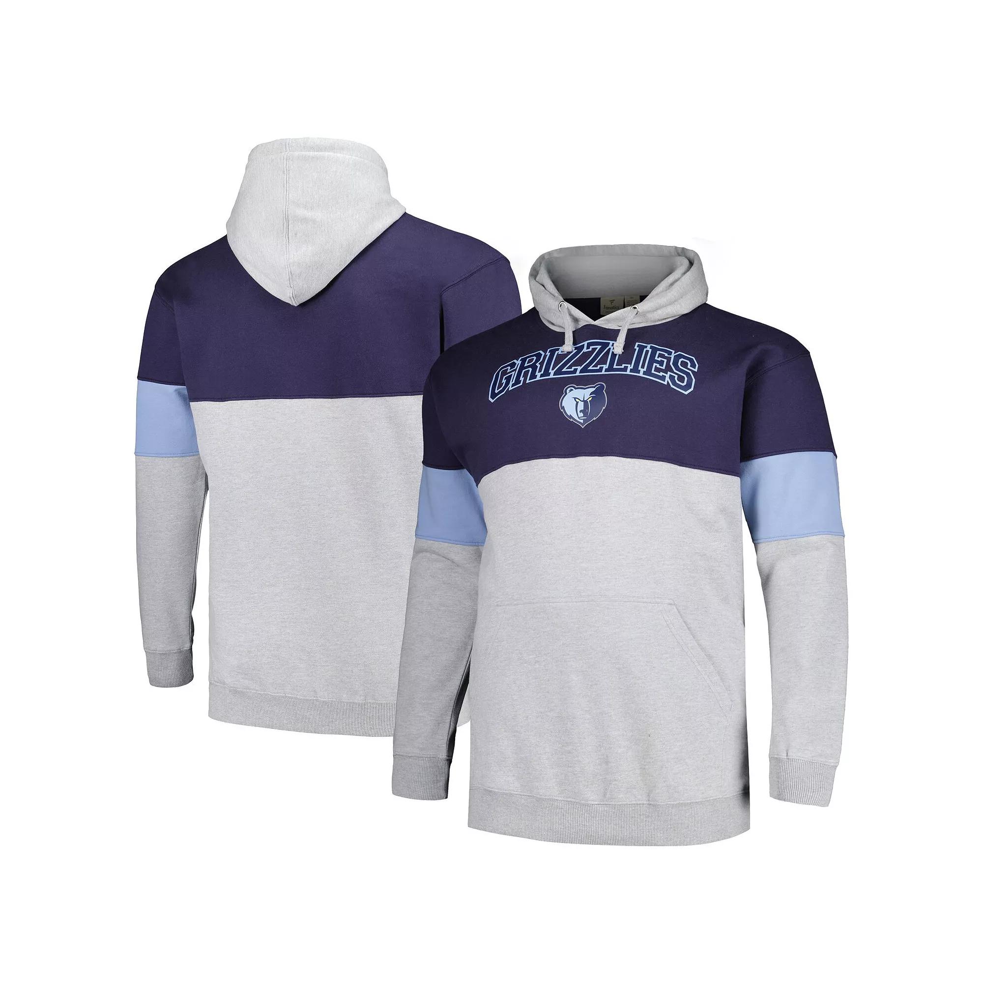 Men's Fanatics Branded Navy/Light Blue Memphis Grizzlies Big & Tall Pullover Hoodie, Size: 3XLT, Grz Blue Product Image