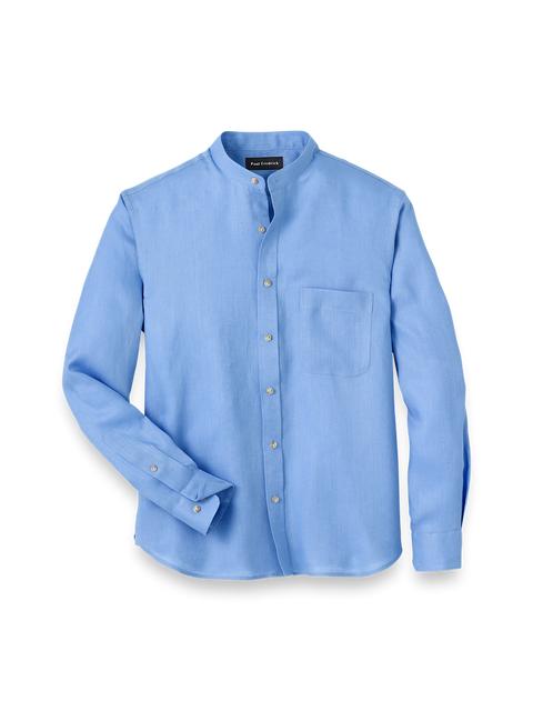 Linen Solid Casual Shirt - Light Blue Product Image
