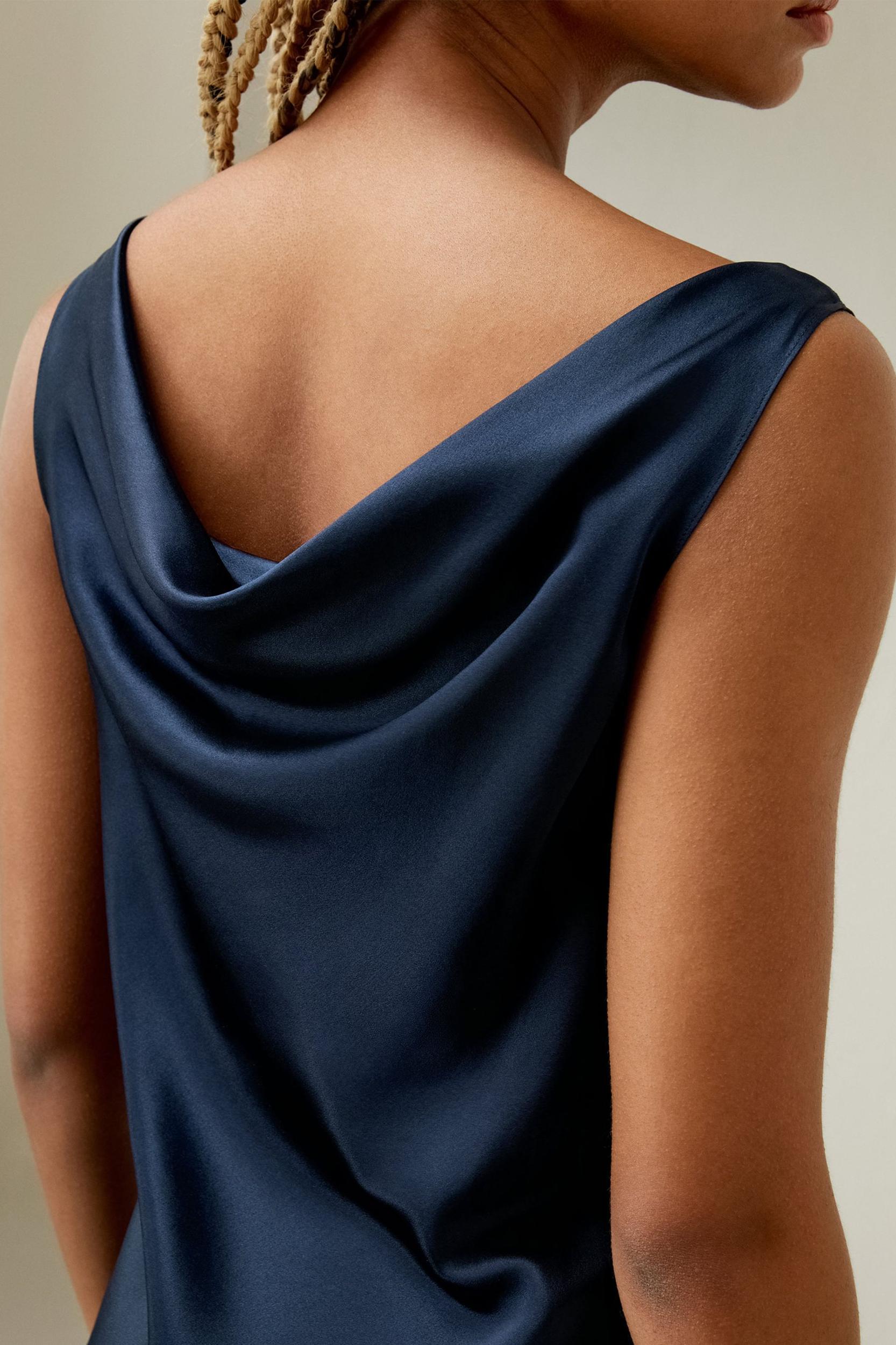 Cowl-Neck Silk Midi Dress Product Image