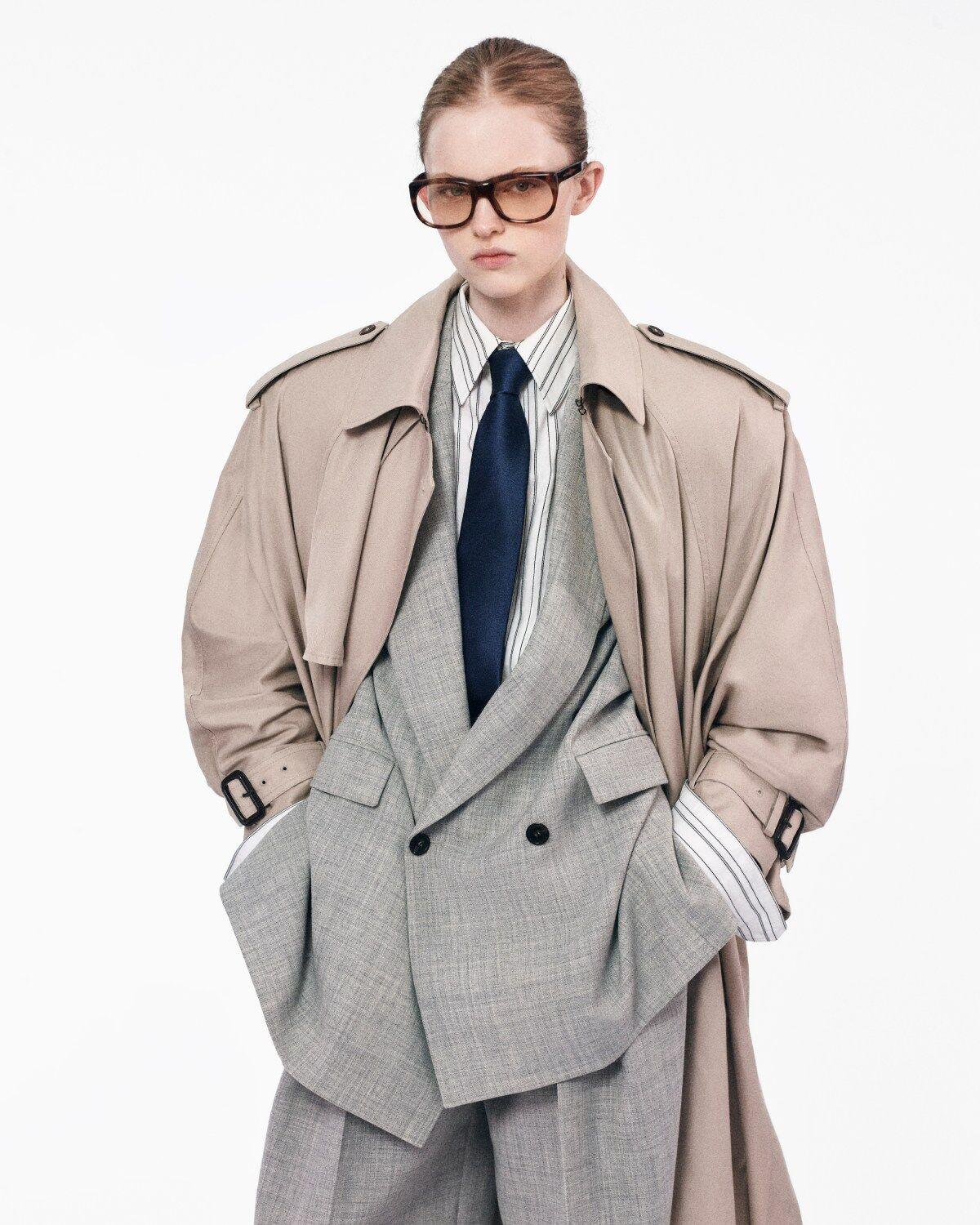cape trench coat in cotton twill Product Image