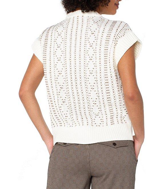 Liverpool Los Angeles Textured Cable Knit Dolman Sleeve Zip Up Sweater Product Image