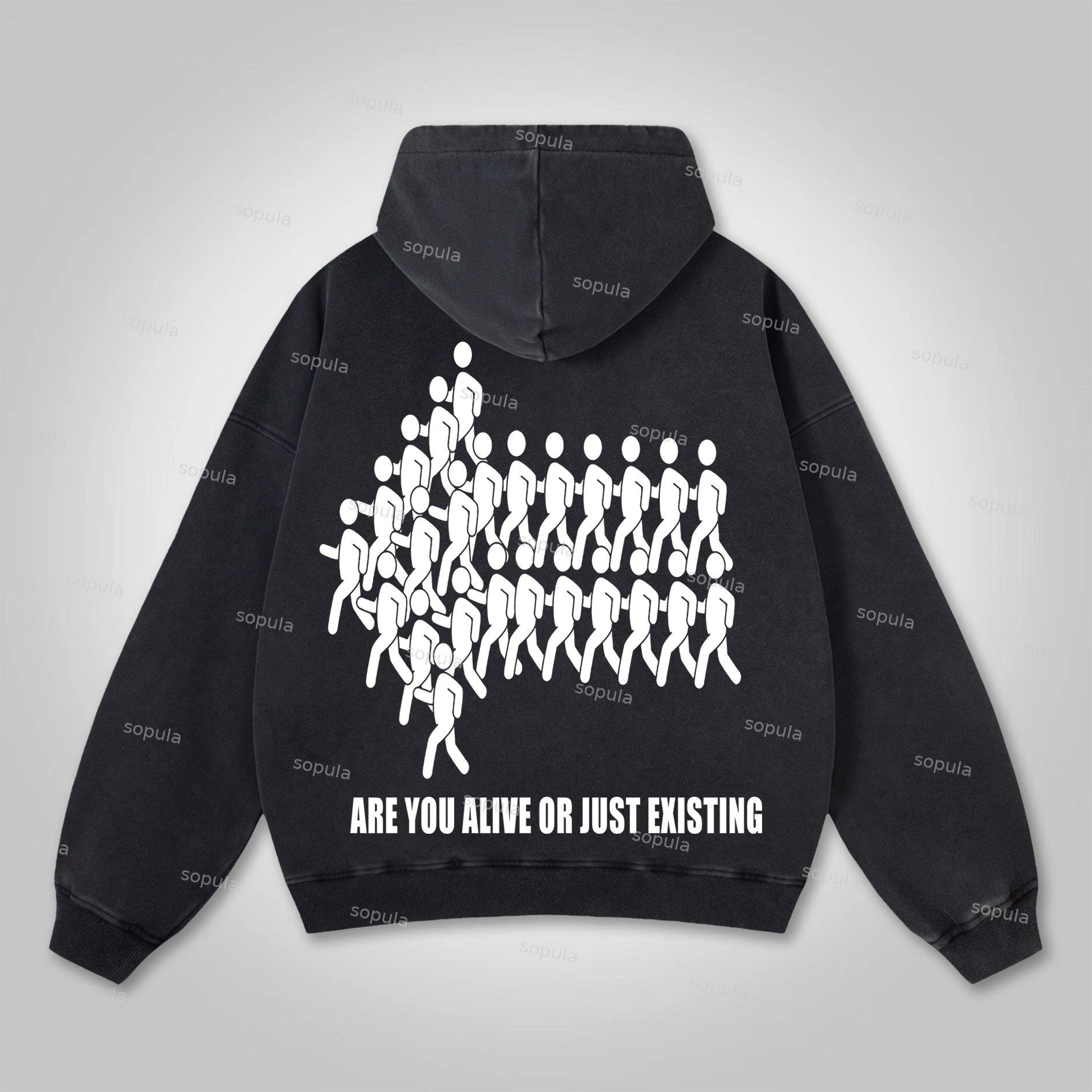 Sopula Are You Alive Or Just Existing Graphic Washed Hoodie Product Image
