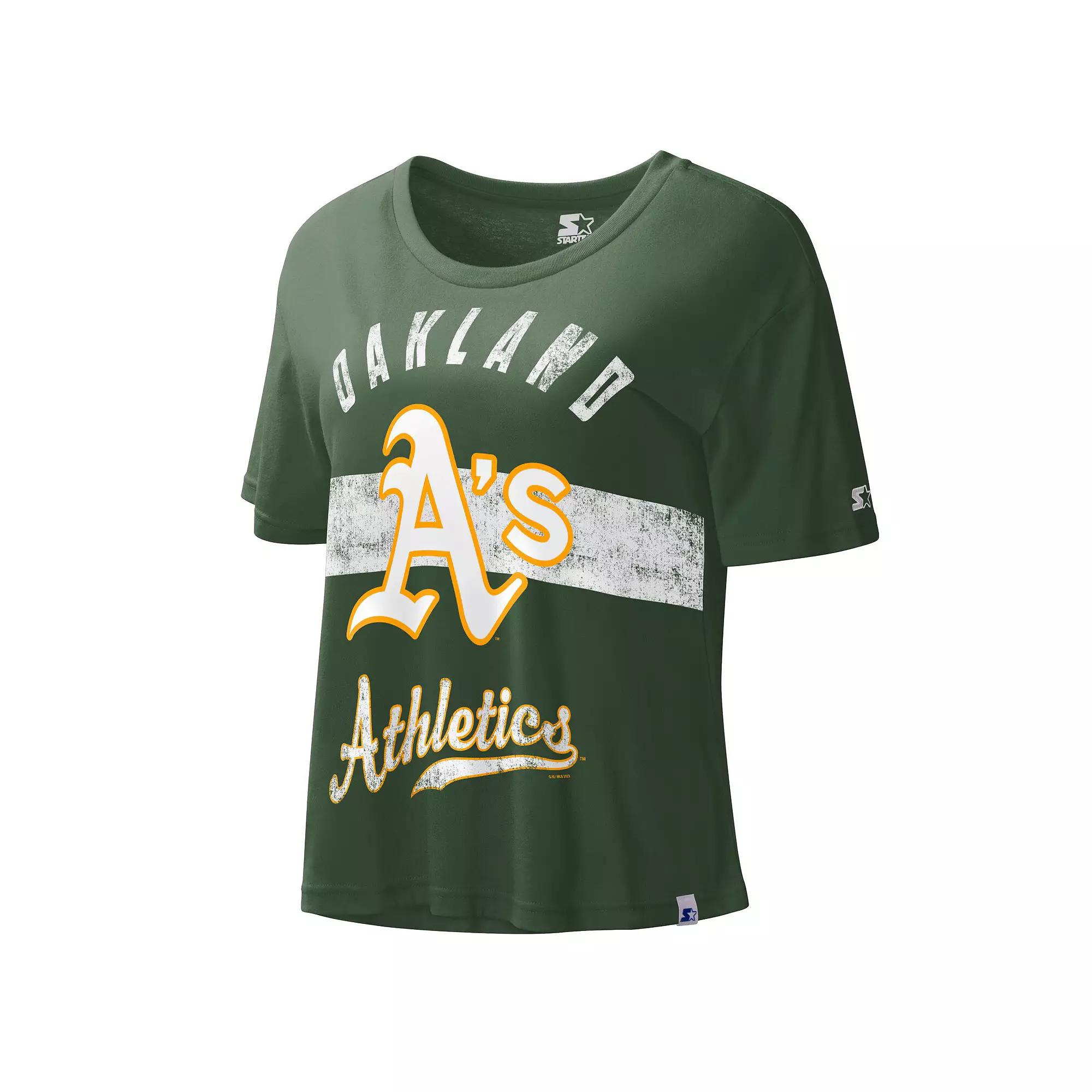 Women's Starter Green Oakland Athletics Record Setter Crop Top,  Product Image