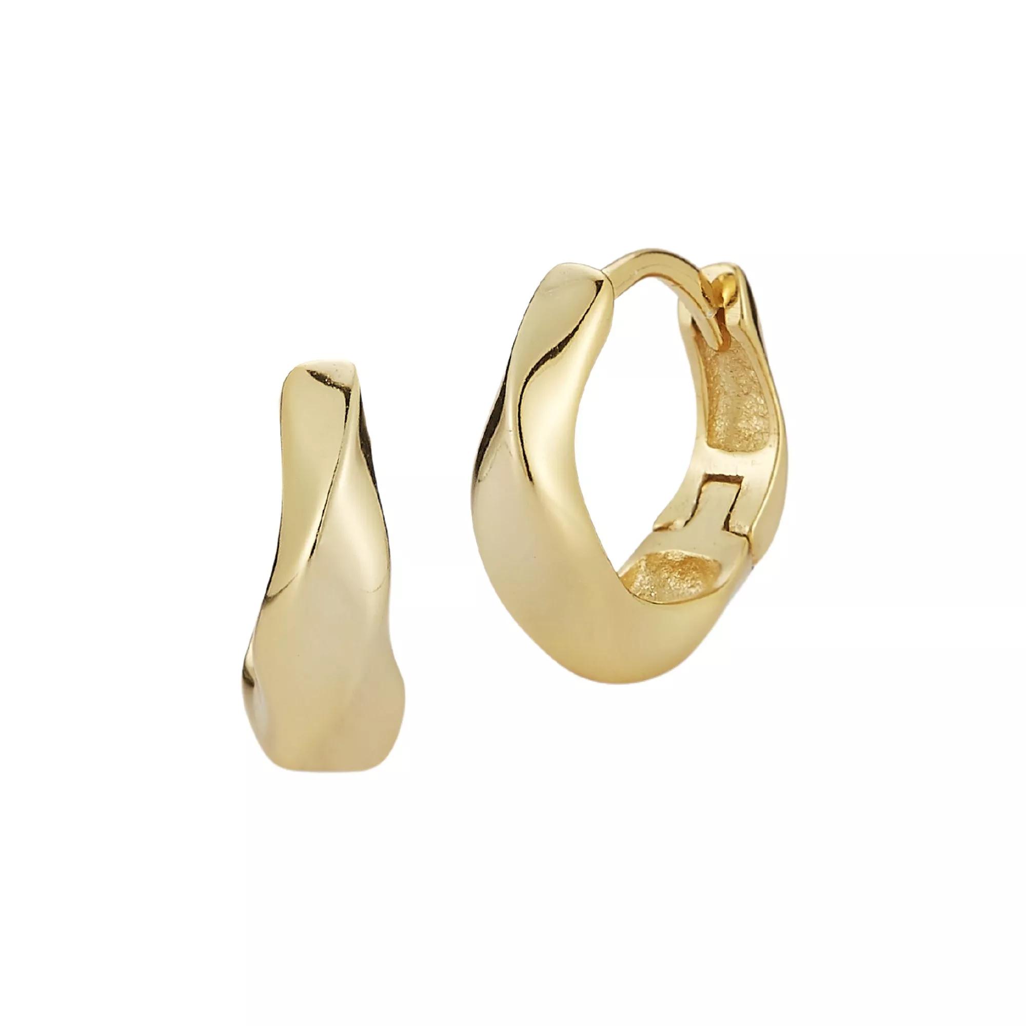 Sunkissed Sterling Wave Huggie Hoop Earrings, Women's, Gold Tone Product Image