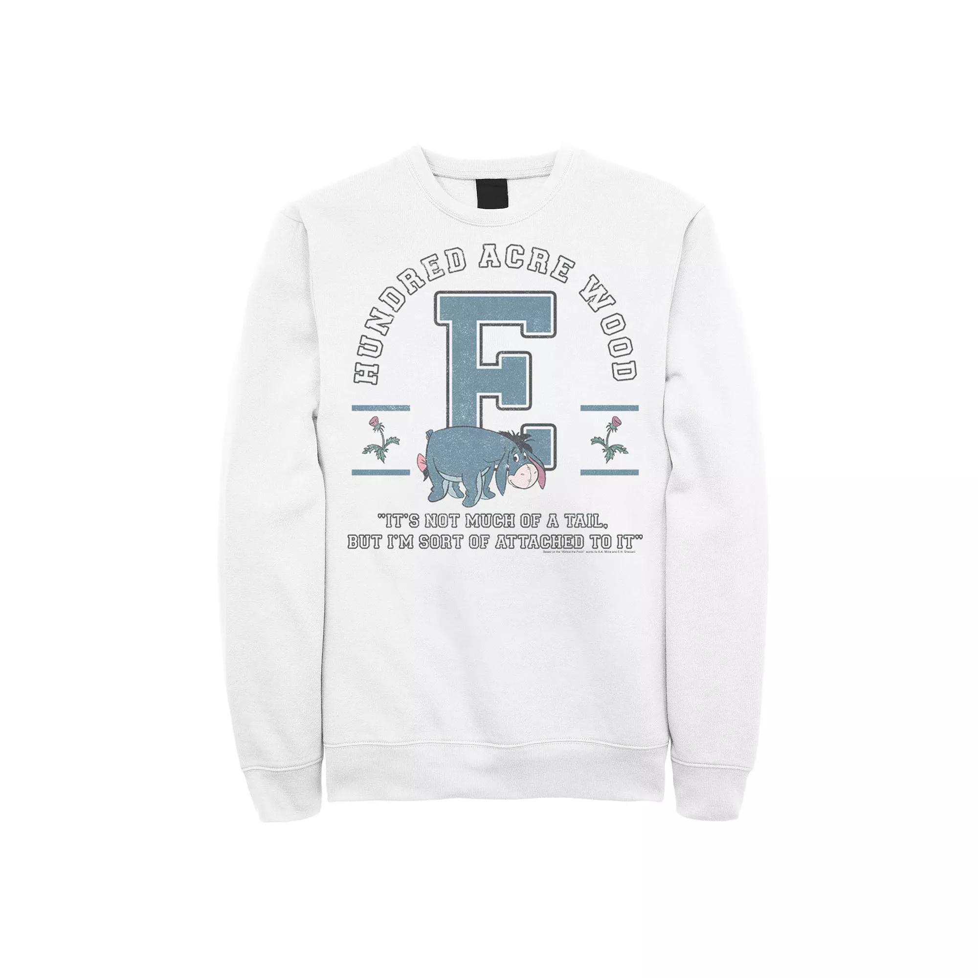 Disney's Winnie The Pooh Eeyore "Not Much Of A Tail" Men's Fleece Sweatshirt, Size: XL, White Product Image