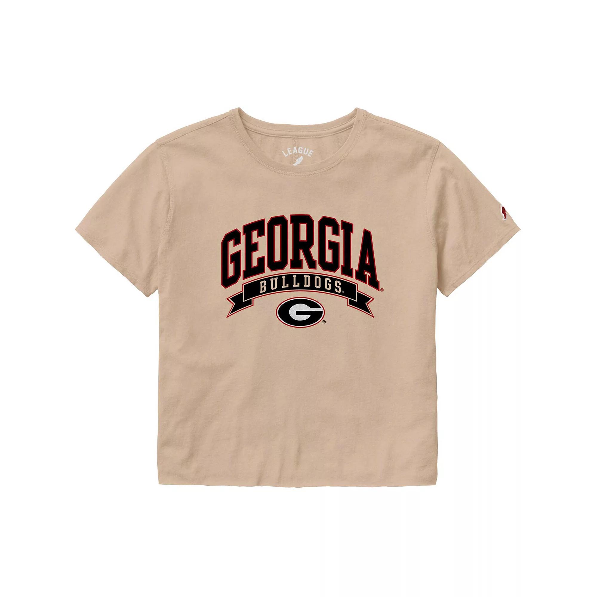 Women's League Collegiate Wear Tan Georgia Bulldogs Banner Clothesline Cropped T-Shirt,  Product Image