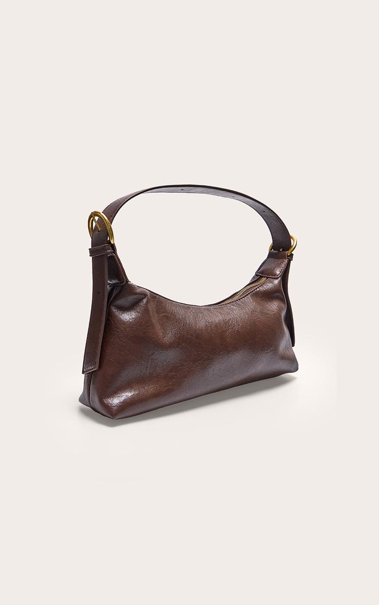 Chocolate Crinkle Pu Buckle Detail Shoulder Bag Product Image