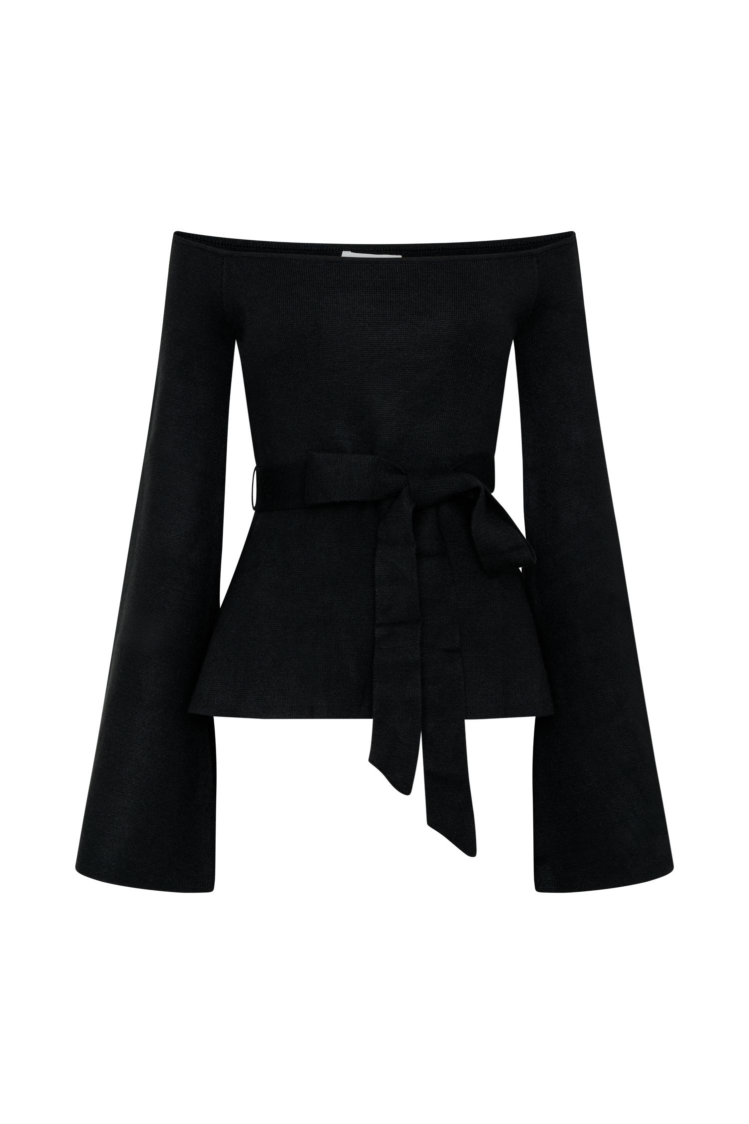 Kyle Off Shoulder Knit Top - Black Product Image