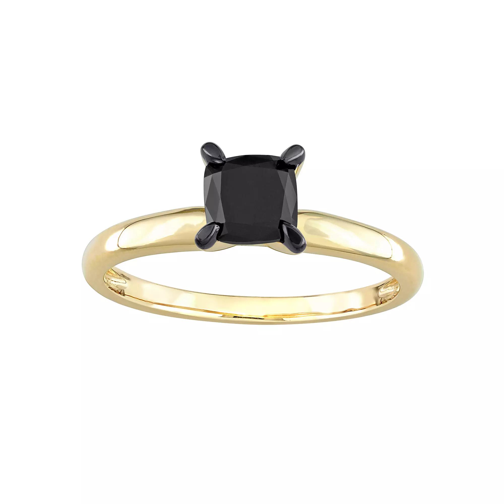 Stella Grace 14k Gold 1 Carat T.W Black Diamond Cushion Solitaire Ring, Women's, Size: 5 Product Image