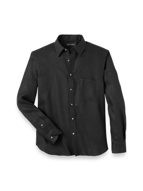 Linen Solid Casual Shirt - Black Product Image
