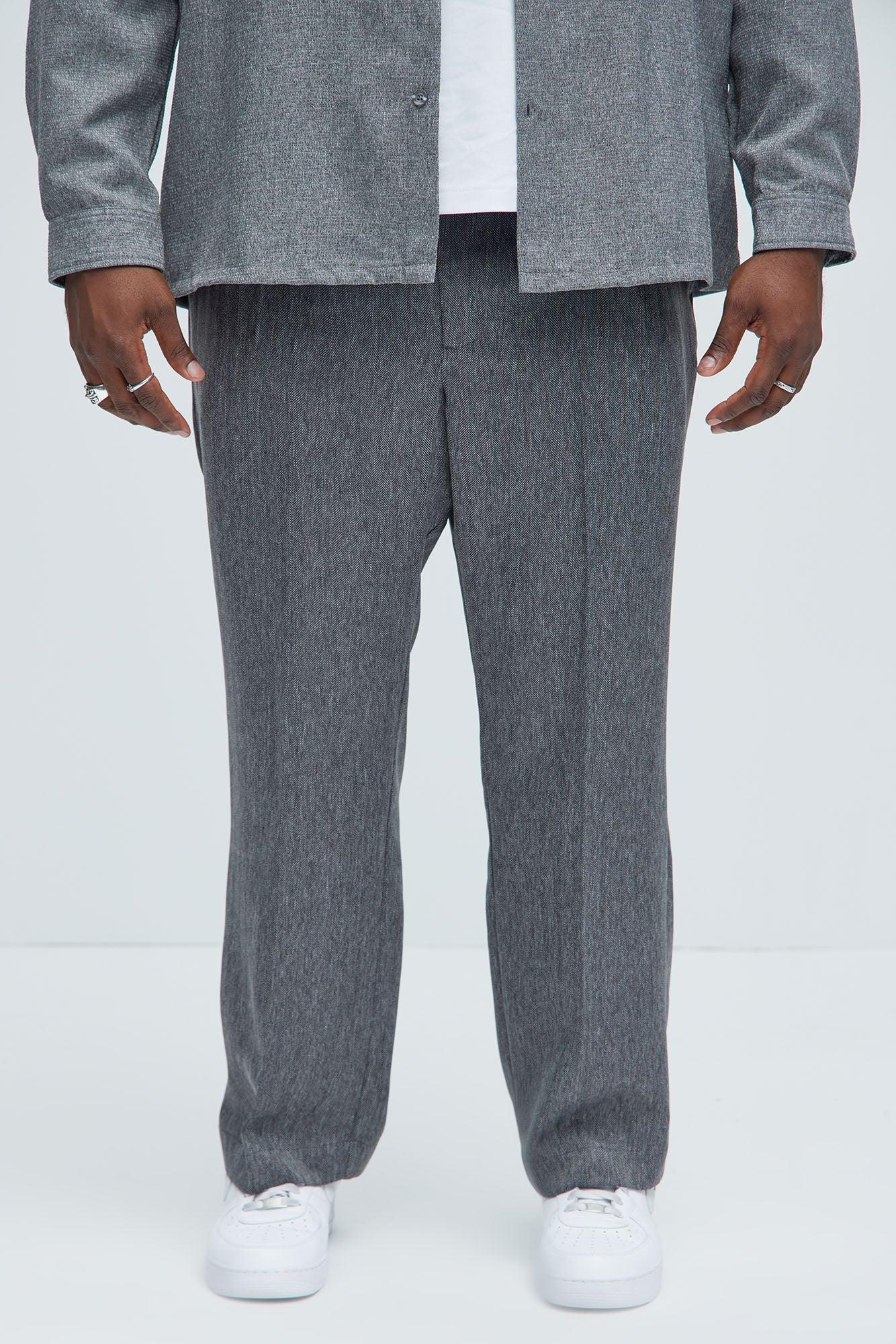 Double Time Pleated Straight Trousers - Grey/combo Product Image