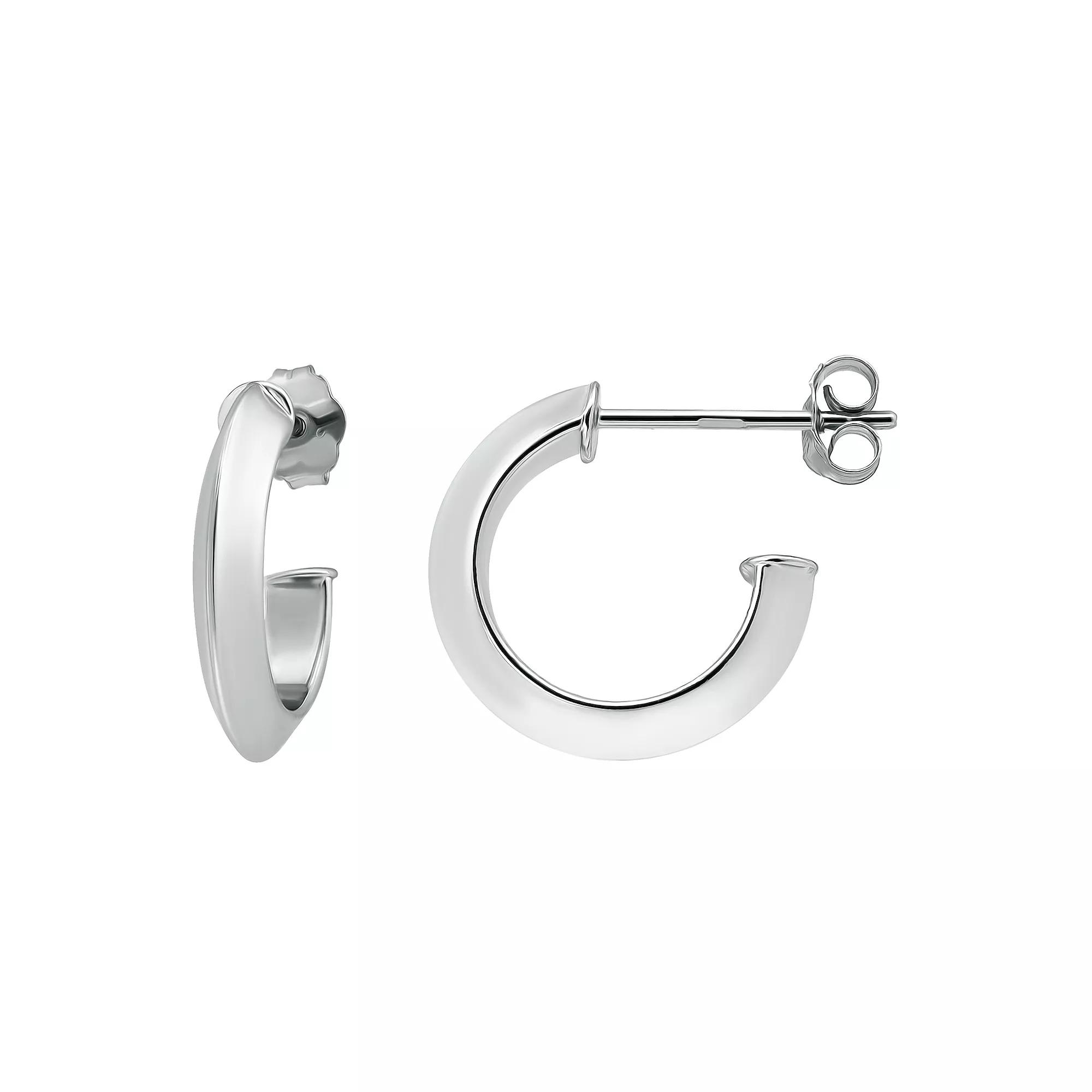 Aleure Precioso 18k Gold over Sterling Silver Polished Knife Edge Hoop Earrings, Women's, Size: 15 mm, Silver Tone Product Image