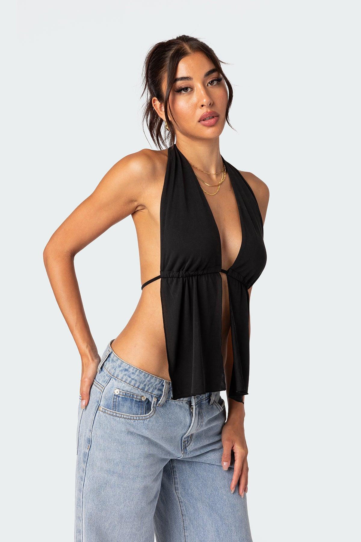 Split Front Halter Top Product Image