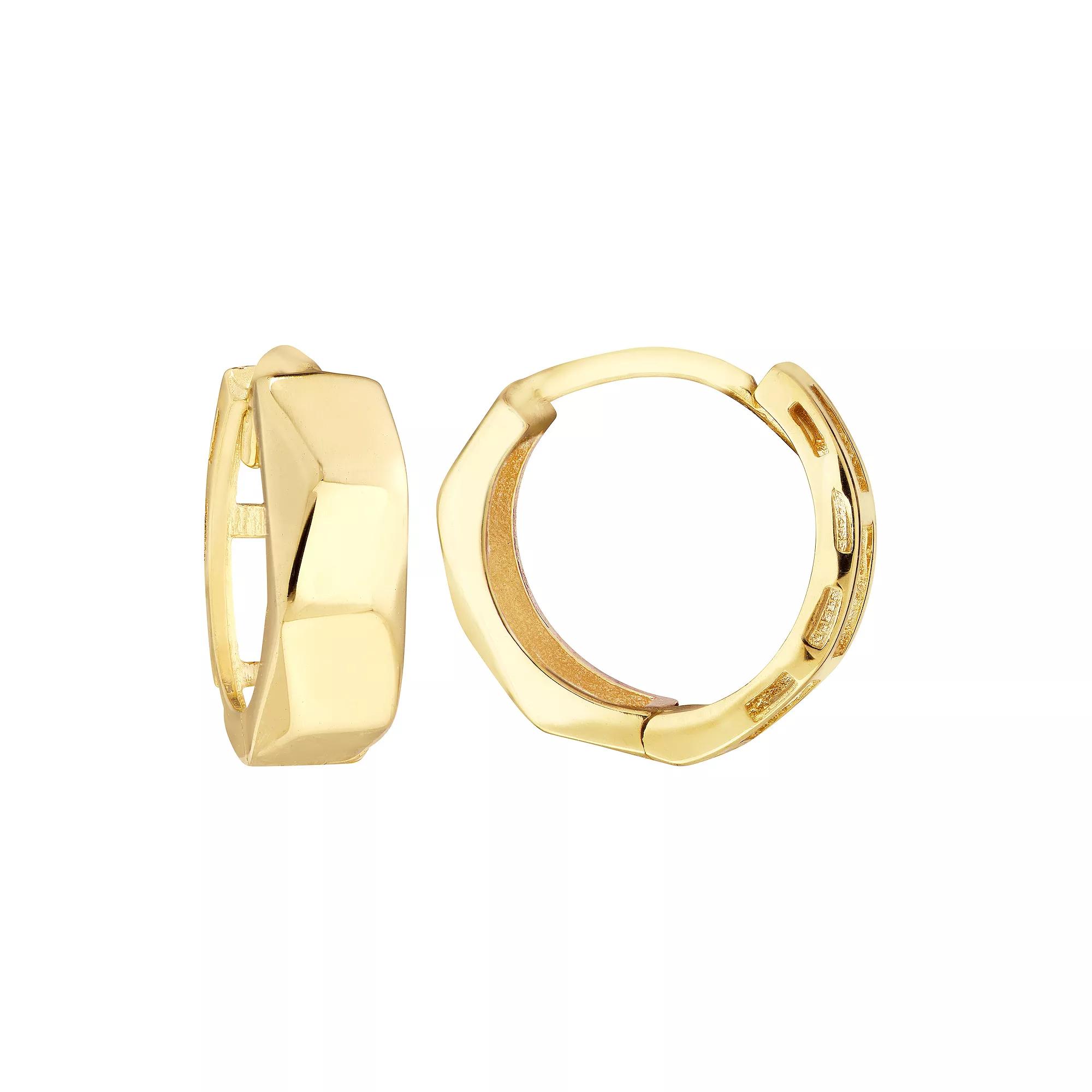 10k Gold 9 mm Freeform Round Hoop Earrings, Women's Product Image