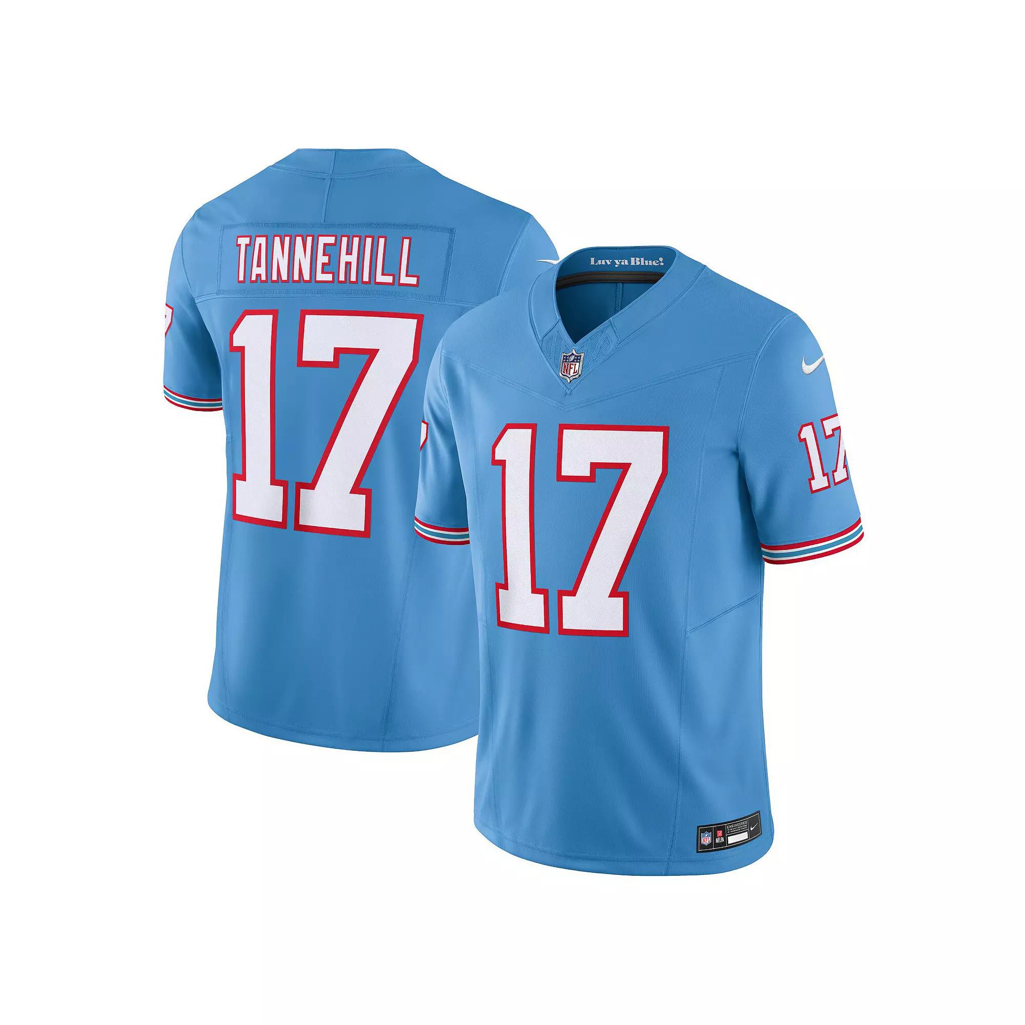 Men's Nike Ryan Tannehill Light Blue Tennessee Titans Oilers Throwback Vapor F.U.S.E. Limited Jersey, Size: Small Product Image