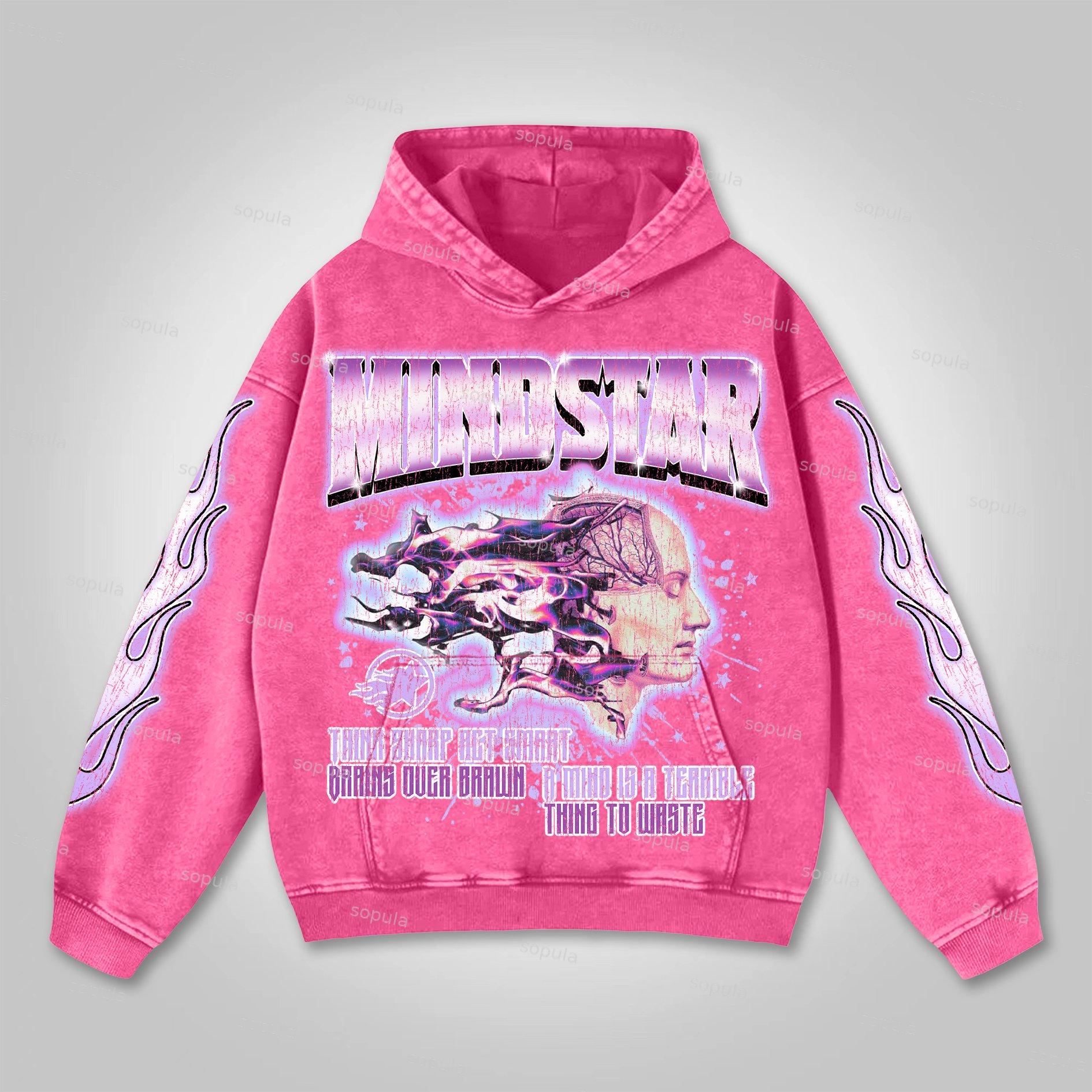 Vintage Angels Descend Graphic Acid Washed Oversized Hoodie Product Image