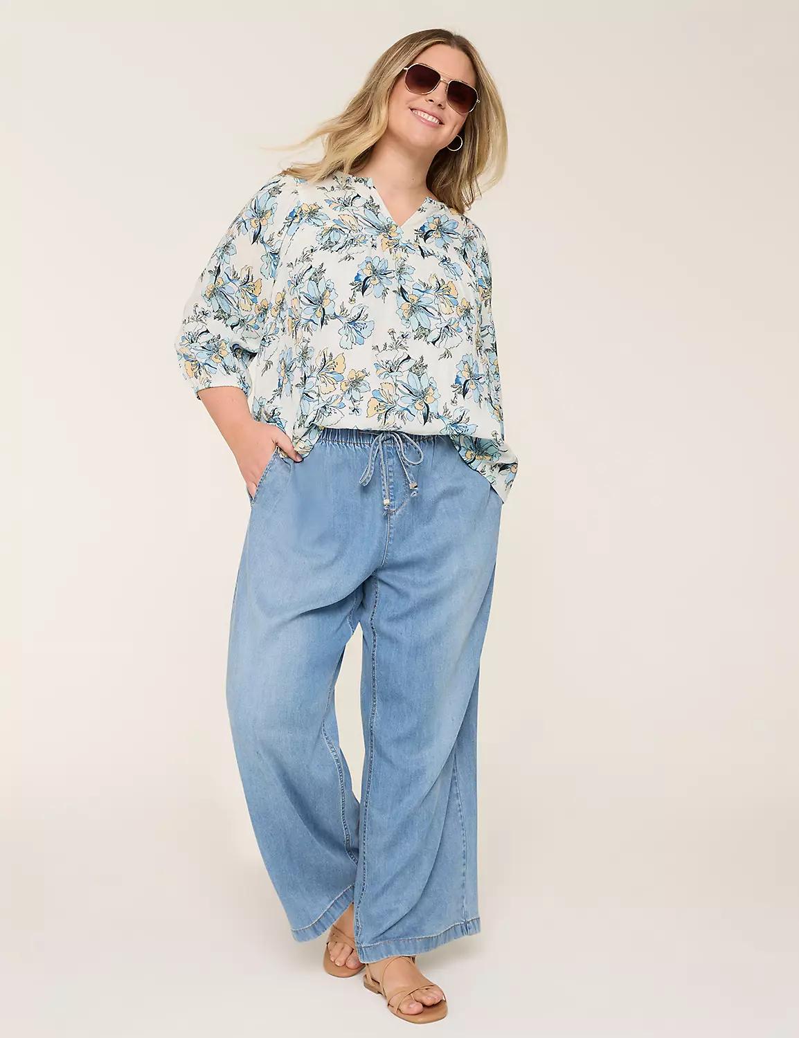 Gauze Swing Split-Neck Popover Top Product Image