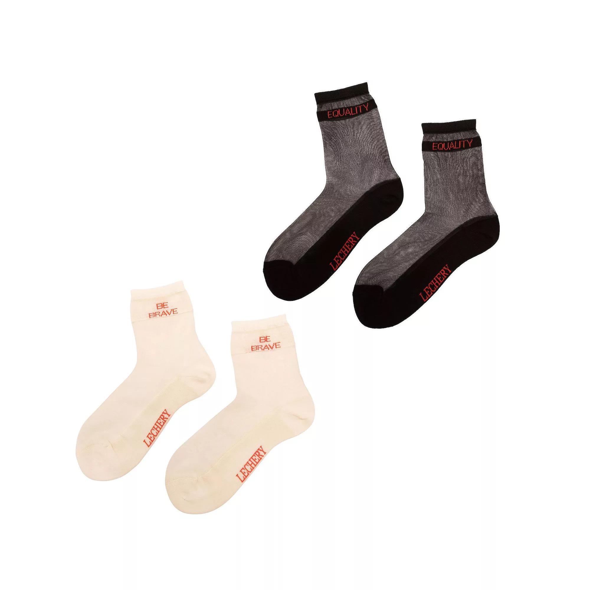 Women's LECHERY® "Be Brave" & "Equality" 2-Pack Statement Sheer Crew Socks, Size: 5-9, Multi Product Image