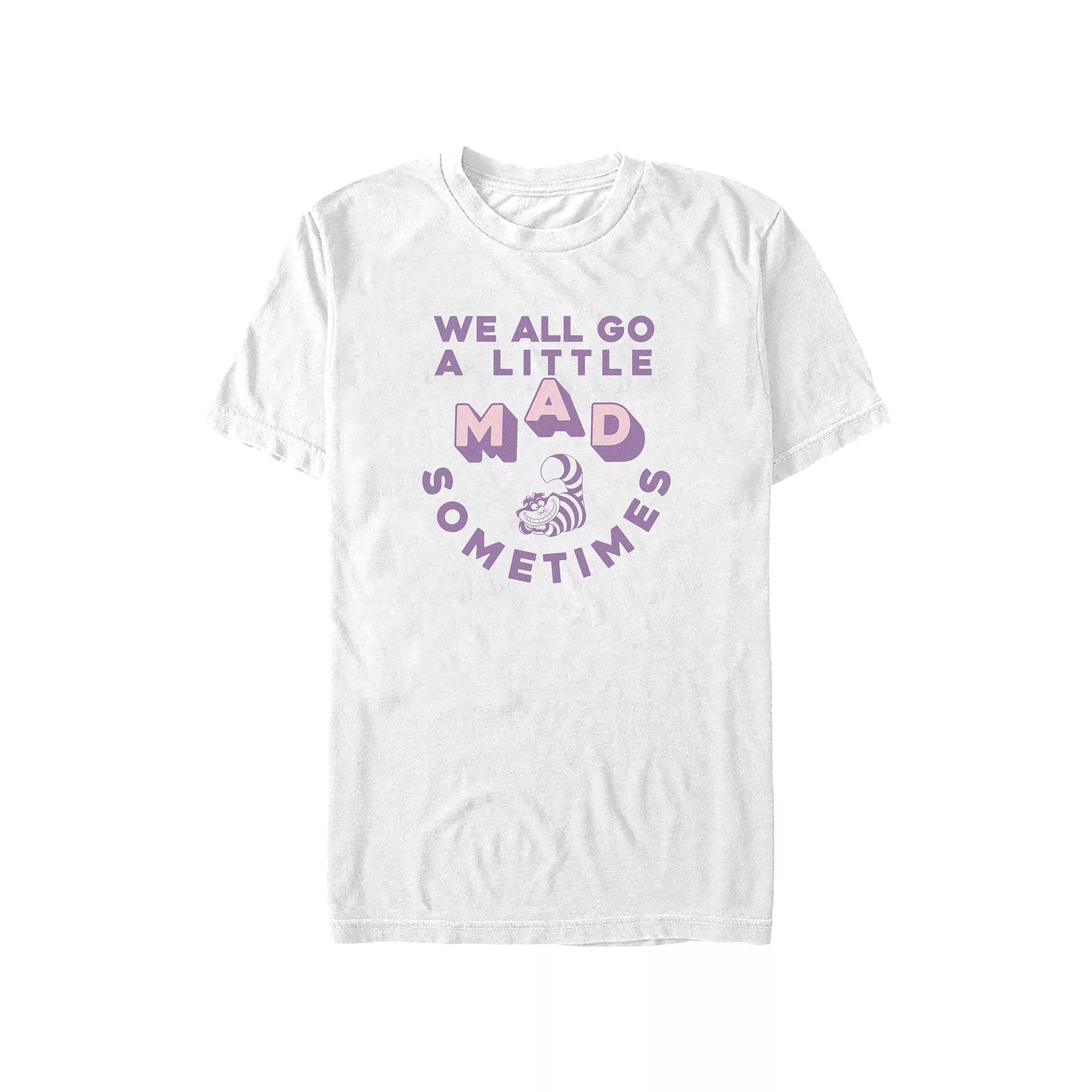 Disney's Alice In Wonderland We All Go A Little Mad Sometimes Juniors' Boyfriend Graphic Tee, Women's, Size: Large, White Product Image