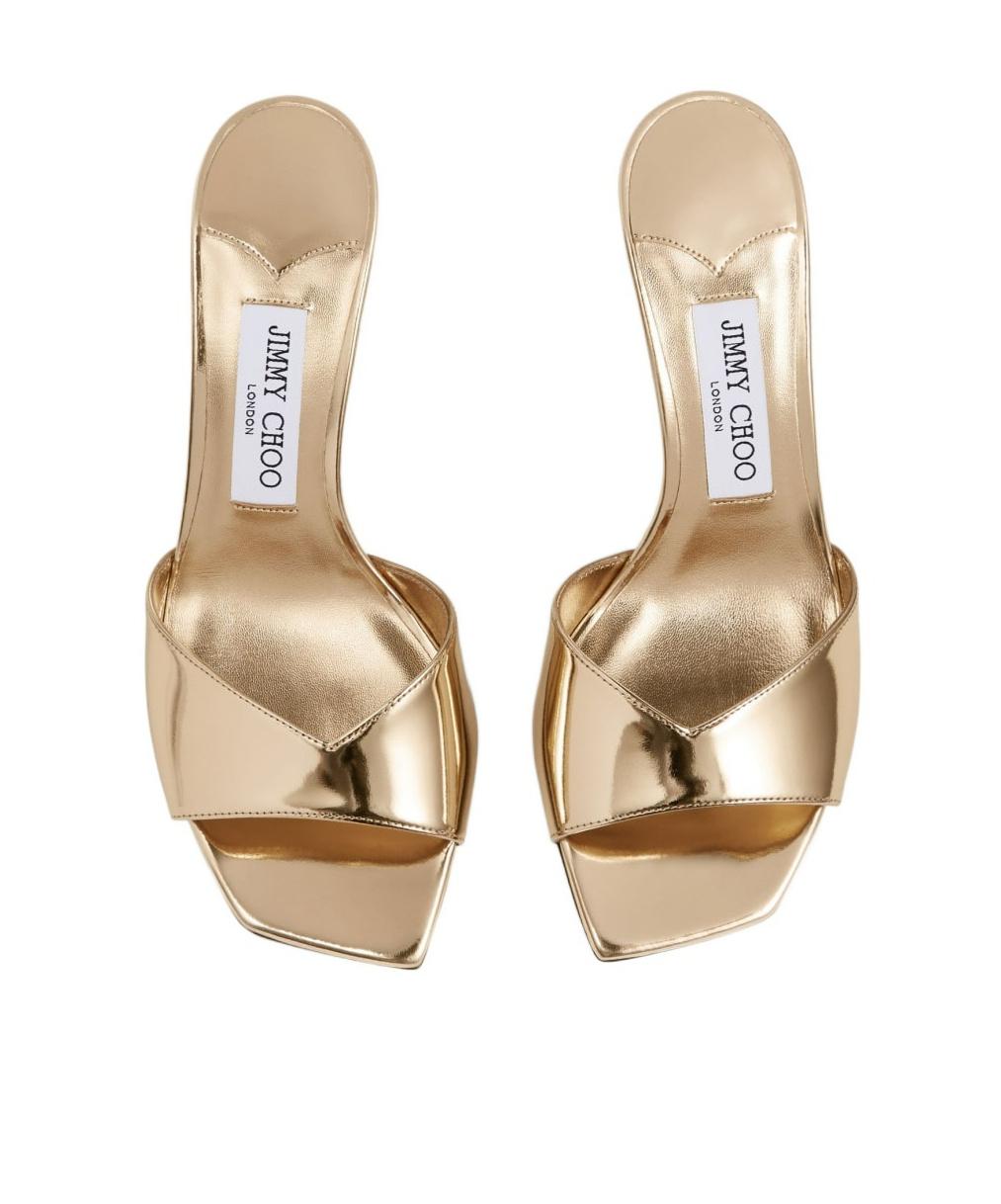 JIMMY CHOO Skye 70 Metallic Leather Sandals In Gold Product Image