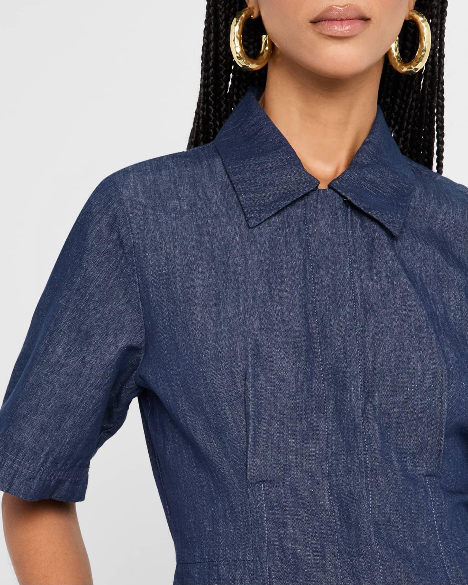 Short-Sleeve Denim Shirtdress Product Image