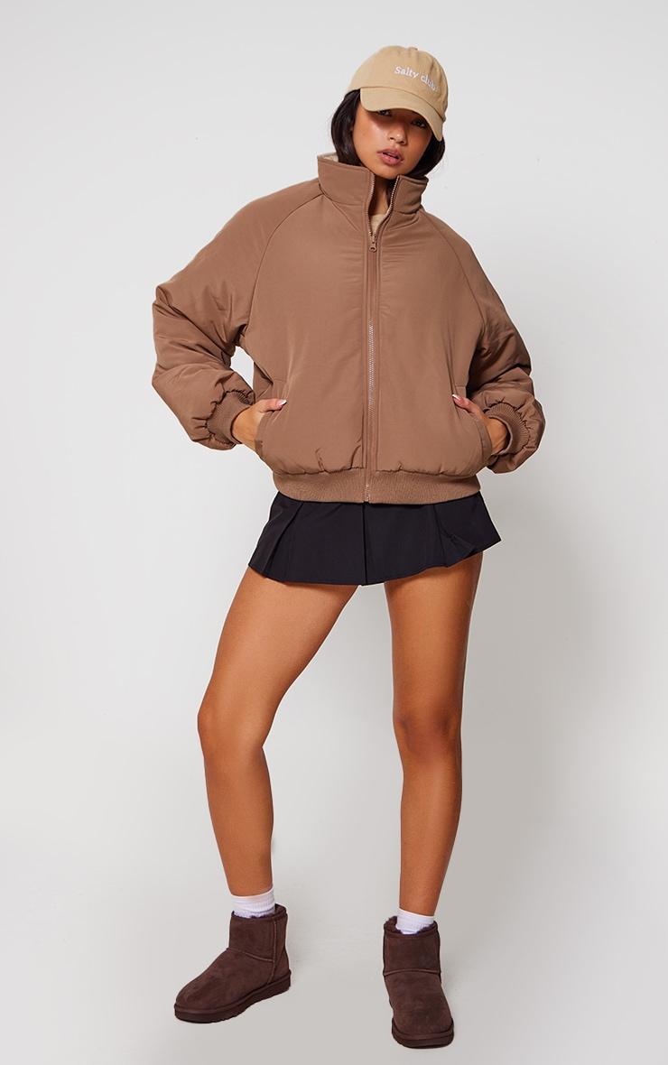  Taupe & Sand Reversible Bomber Puffer Jacket Product Image