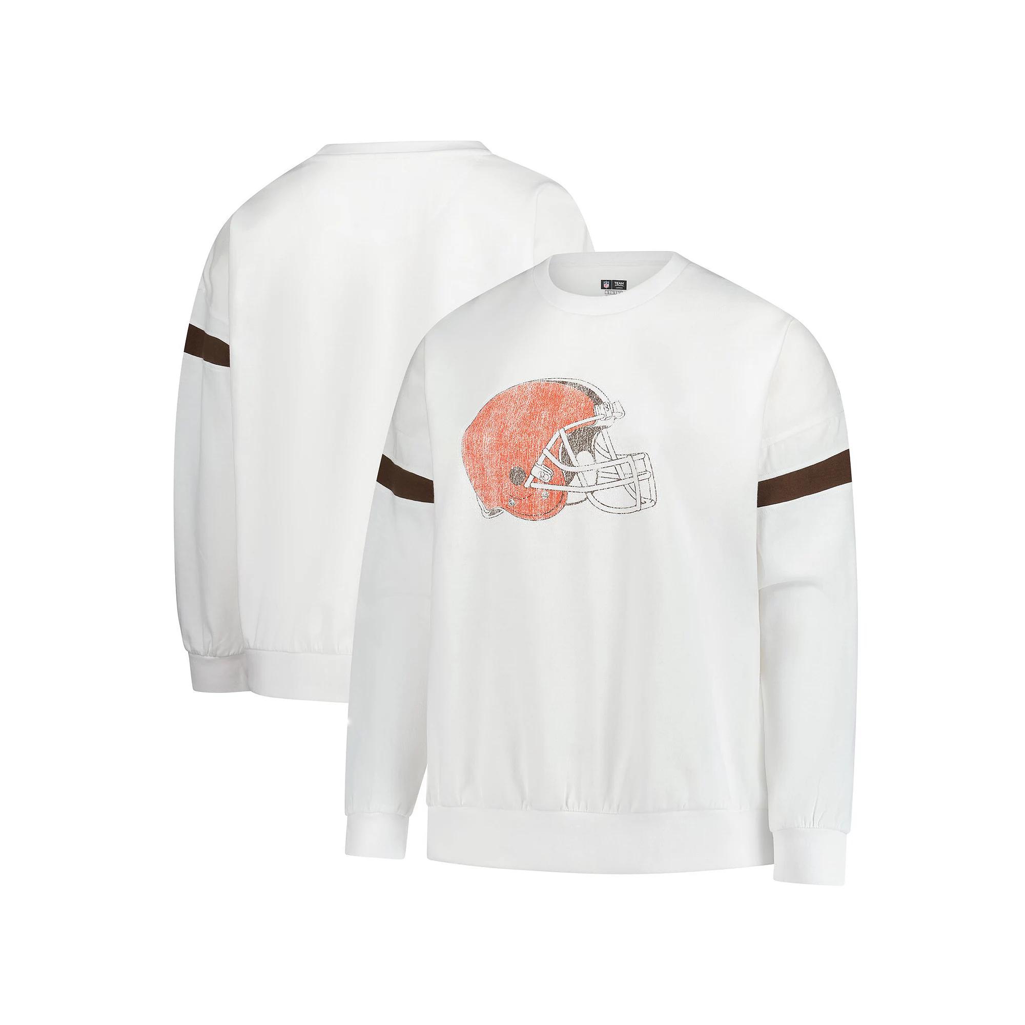 Women's Fanatics  White Cleveland Browns Plus Size Fleece Pullover Sweatshirt, Size: 1XL Product Image
