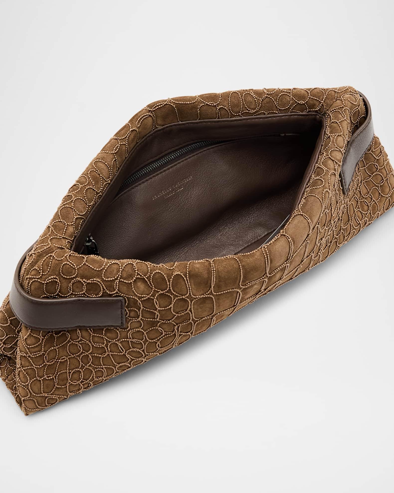 Essense Bead-Embroidered Suede Clutch Bag Product Image