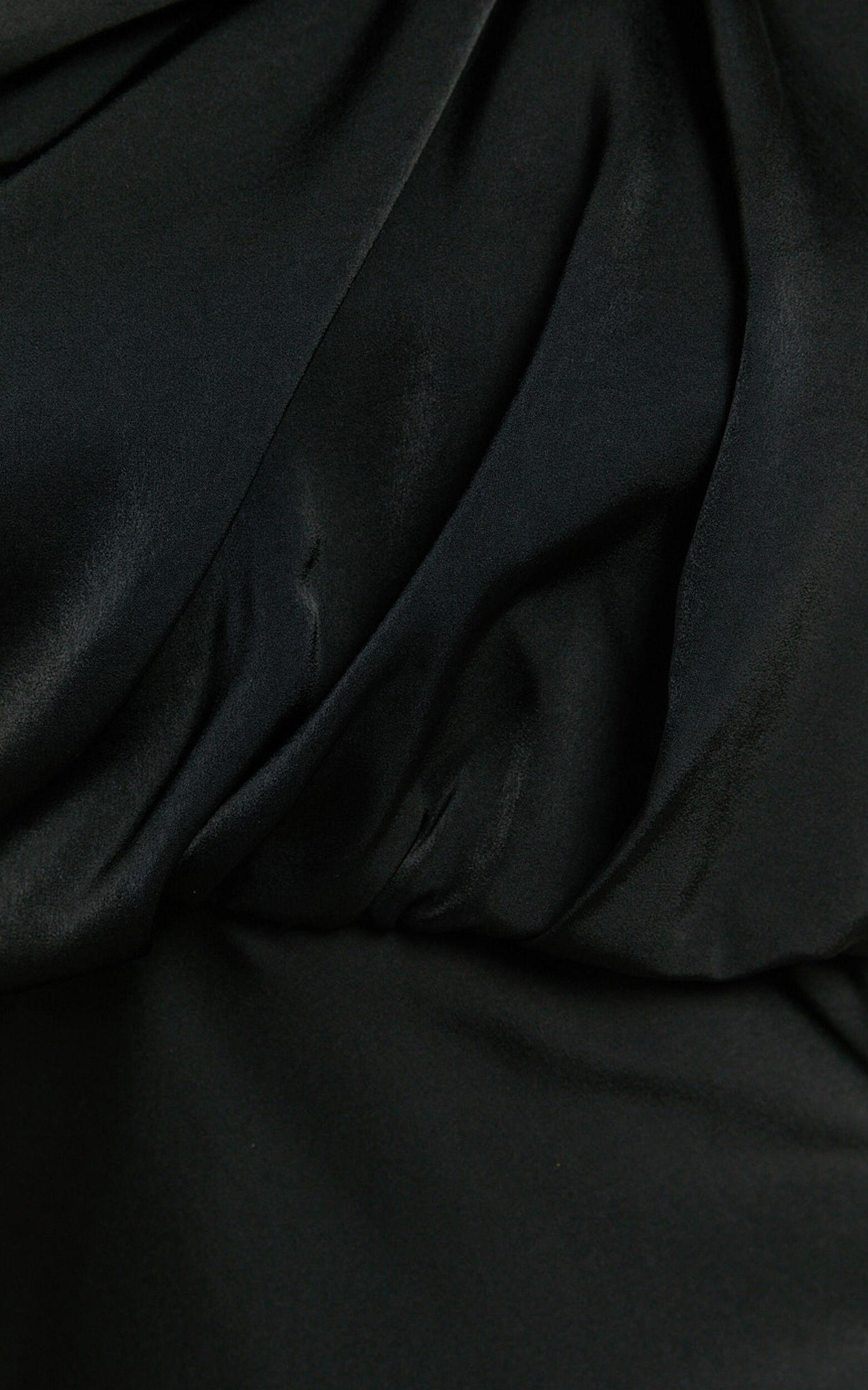 Schantal Mini Dress - Drape Neck Satin Slip Dress in Black Product Image