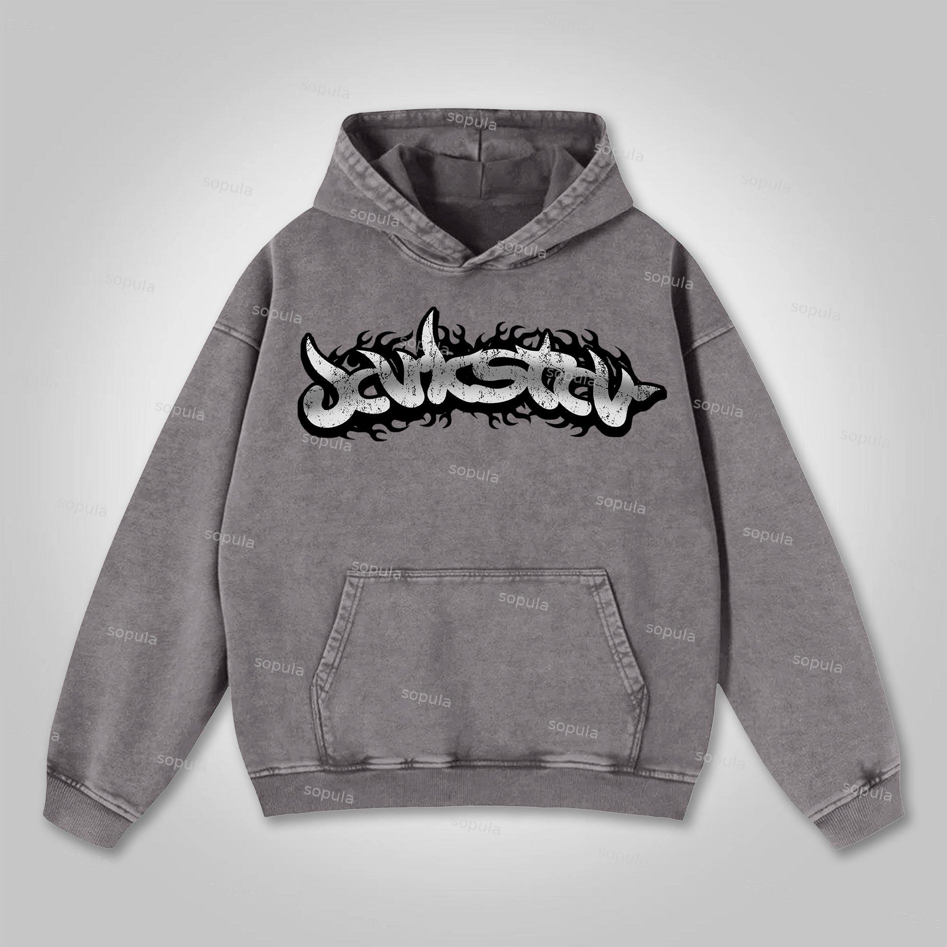 Sopula Colorful Brain Graphic Washed Pocket Hoodie Product Image