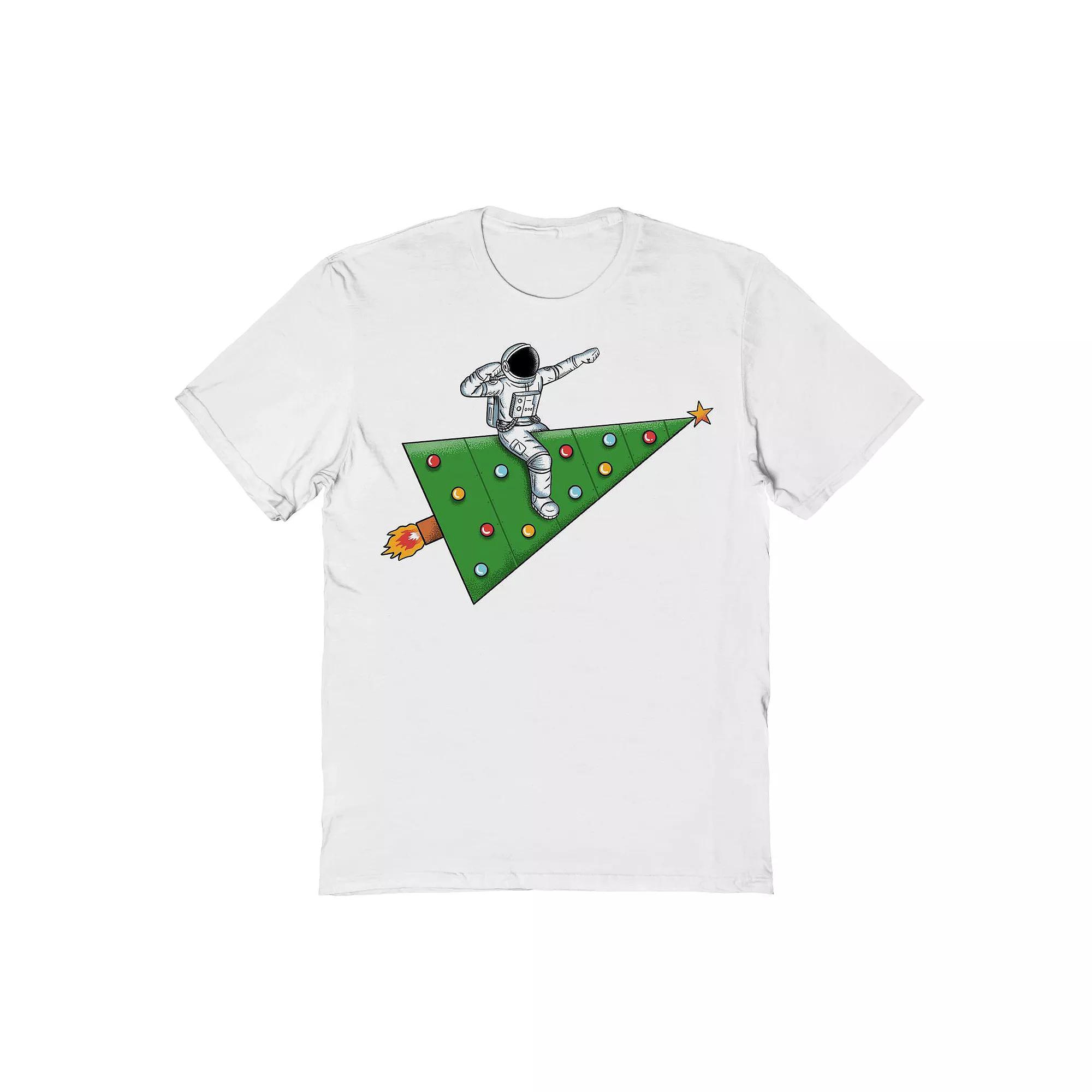 Men's Space Rocket Christmas Graphic Tee, Size: Large, White Product Image