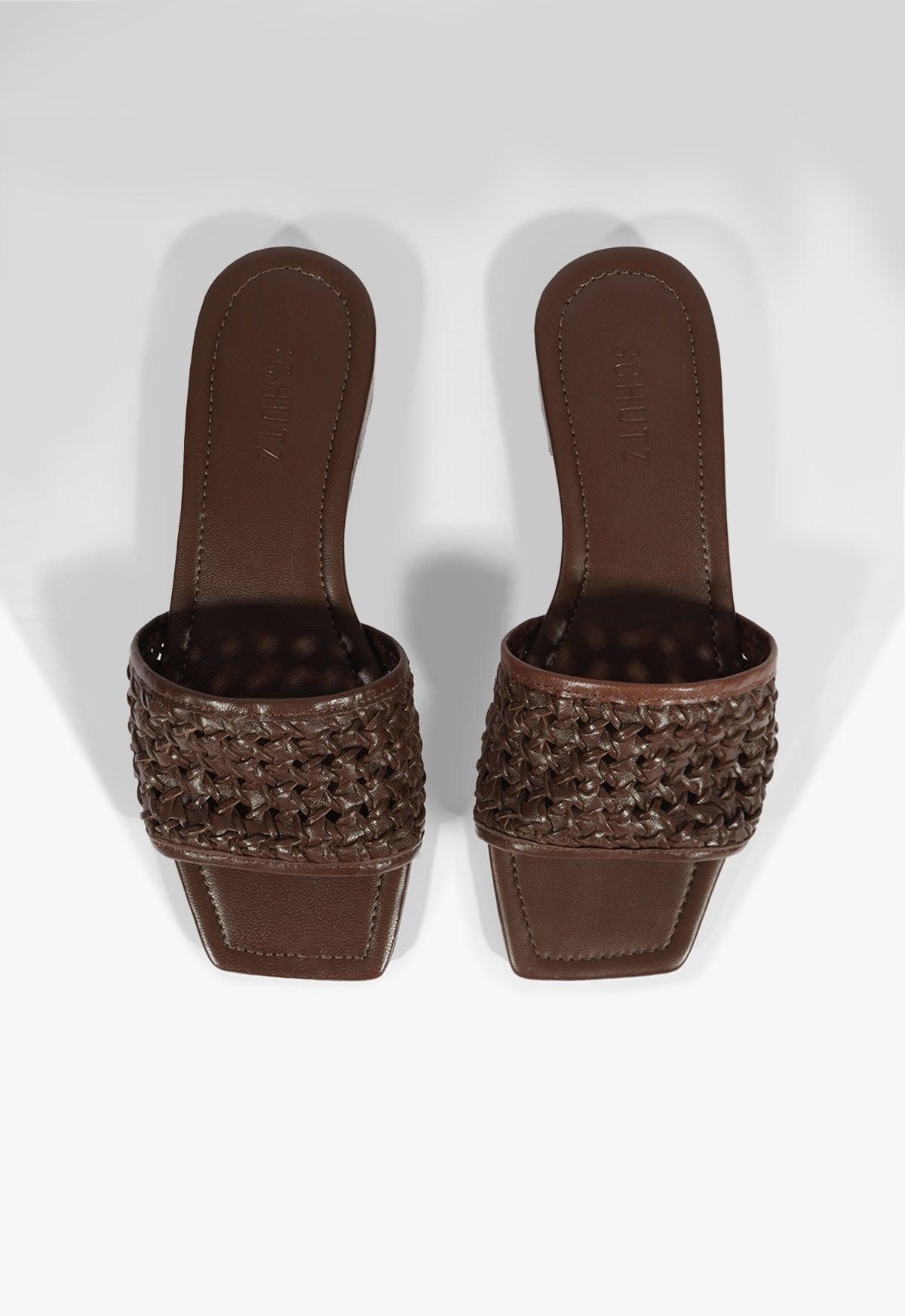 Juliet Brown Leather Flat Sandal Product Image