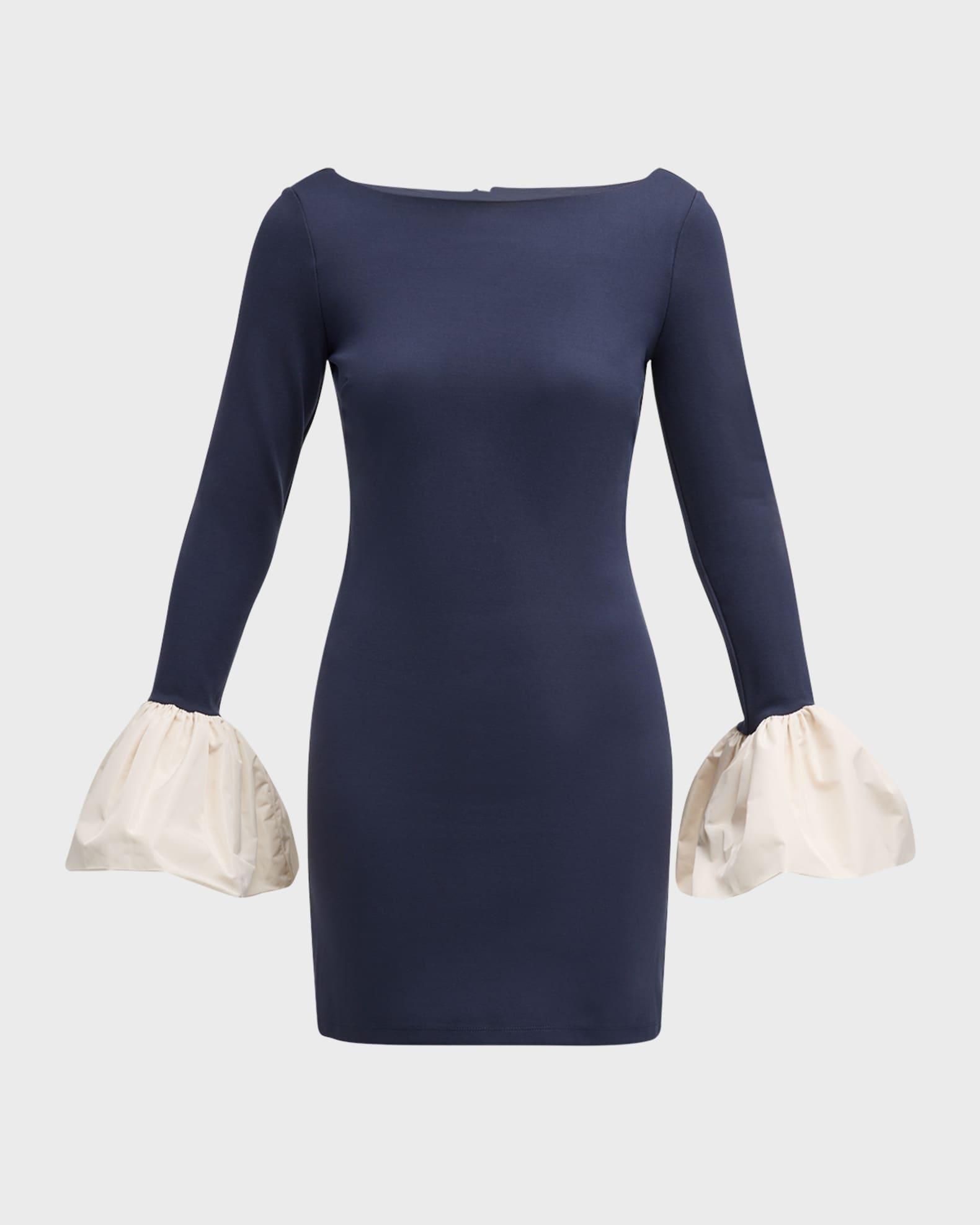 Hawthorne Peplum-Cuff Boat-Neck Mini Cocktail Dress Product Image