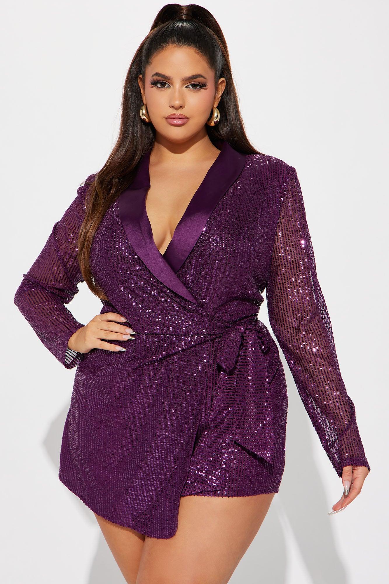 Live For The Weekend Sequin Romper - Plum Product Image