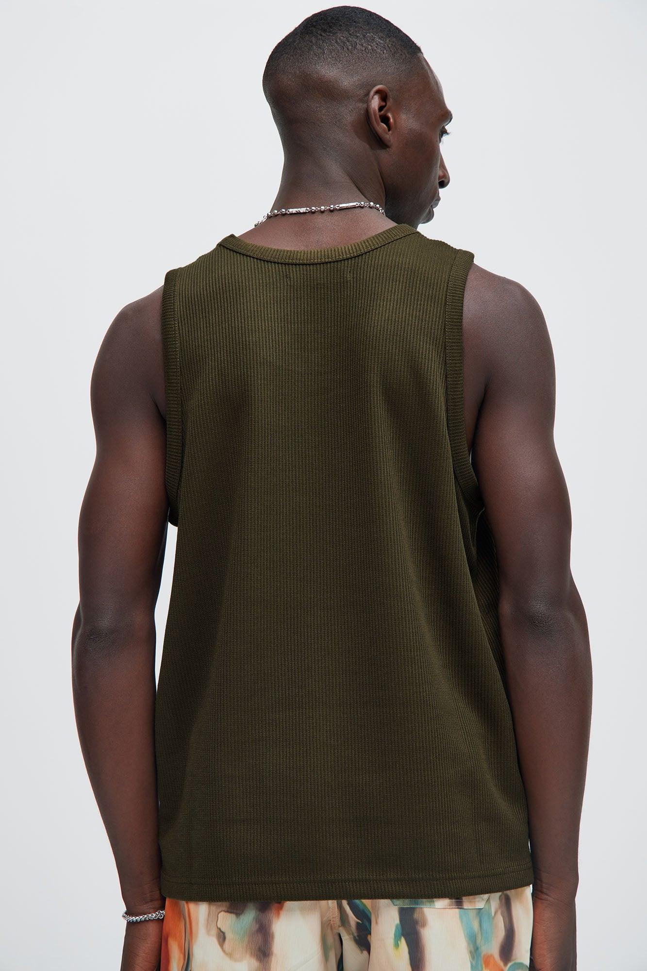 Kalel Textured Tank Top - Olive Product Image