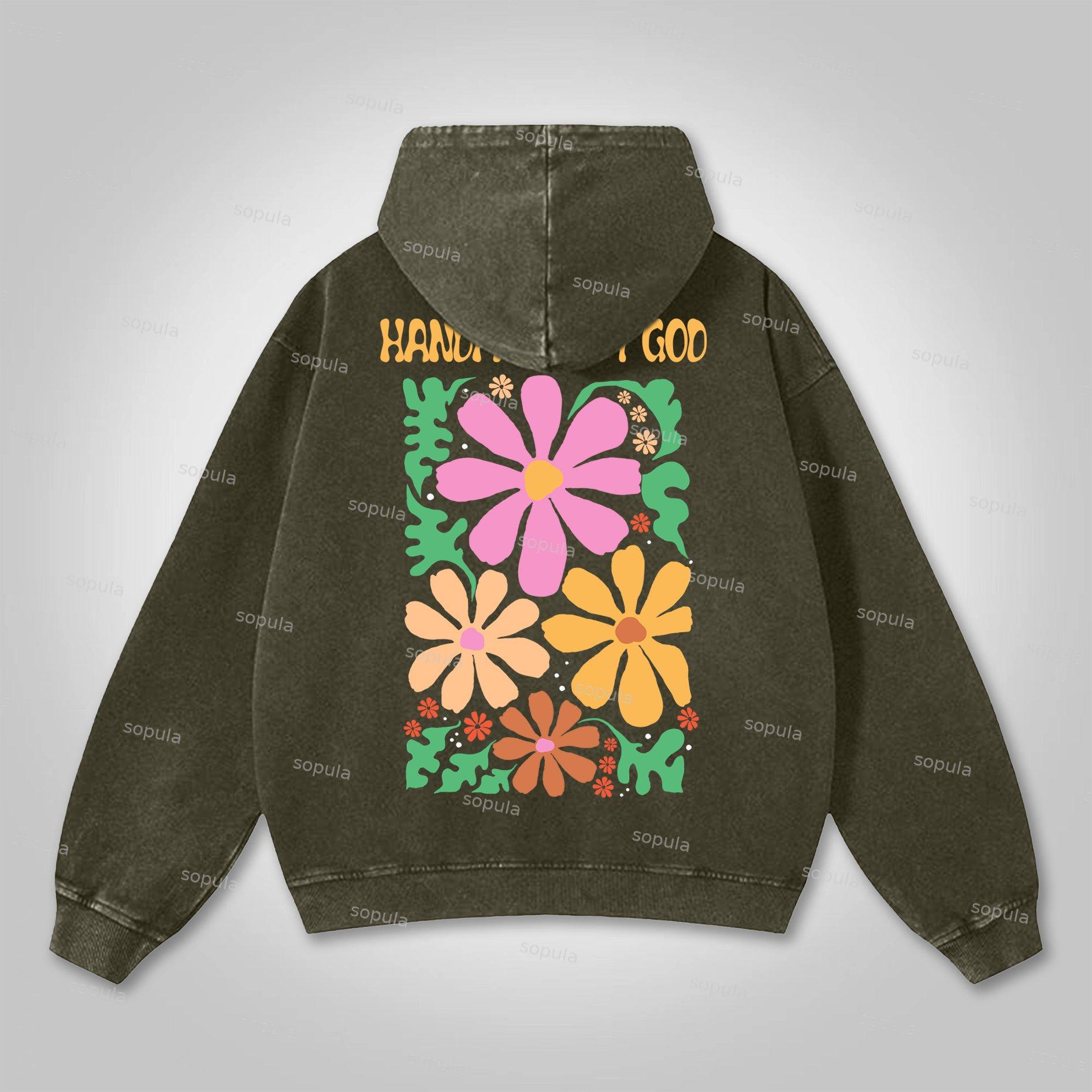 Vintage Fraternal Double Cross Graphic Acid Washed Oversized Hoodie Product Image