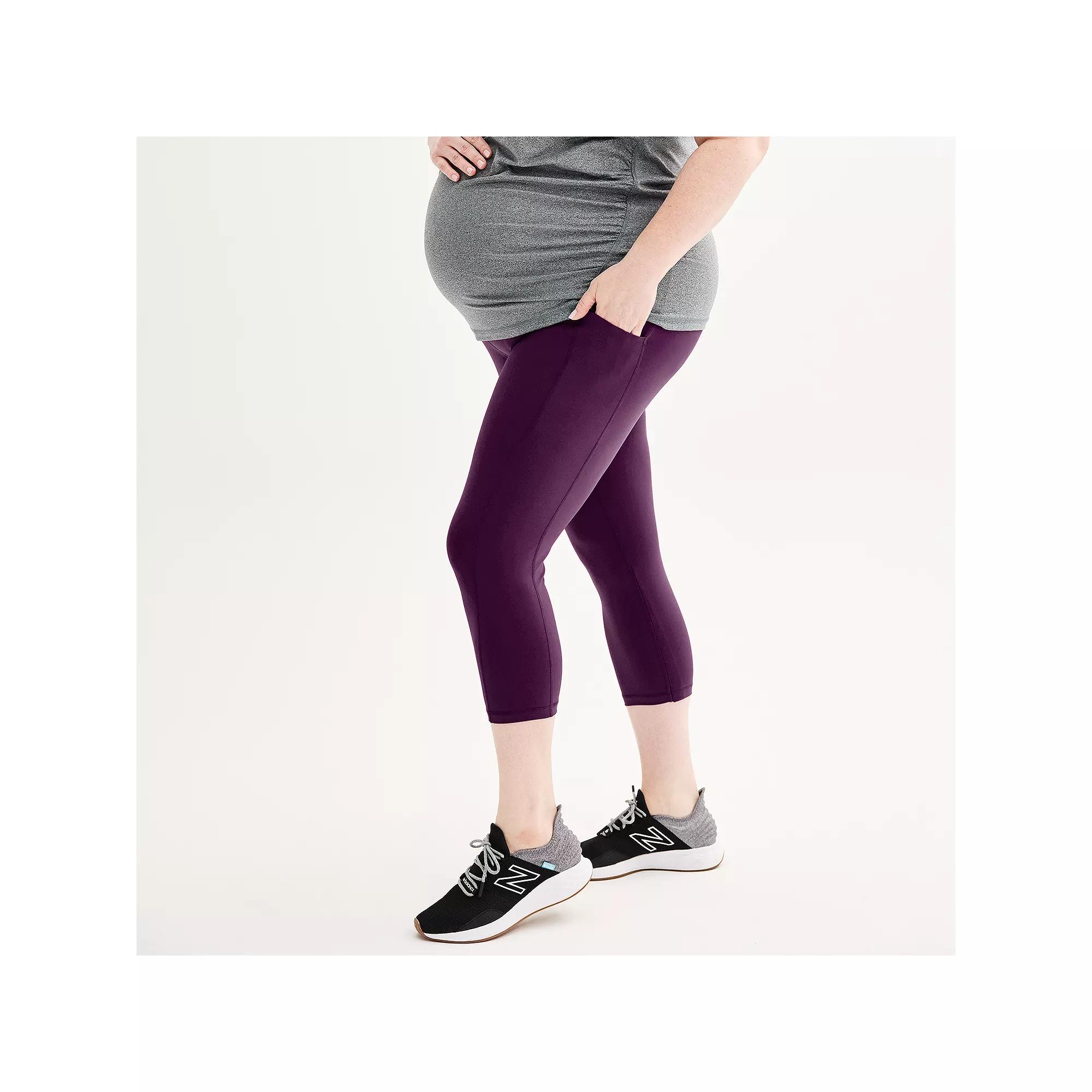 Plus Size Maternity Tek Gear Ultrastretch High Rise Capri Leggings, Womens Purple Appeal Product Image