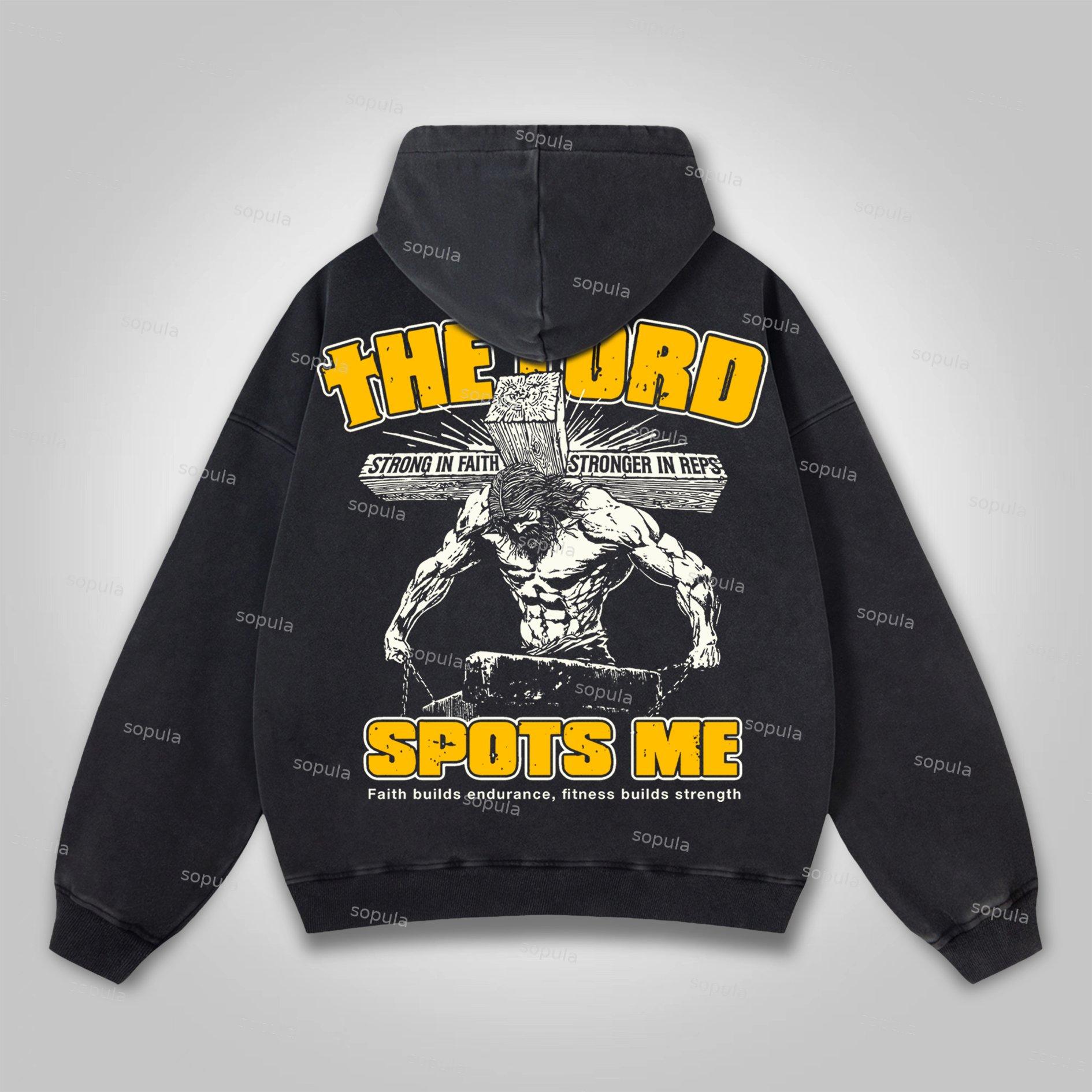 Sopula The Lord Spots Me God Gym Graphic Washed Hoodie Product Image