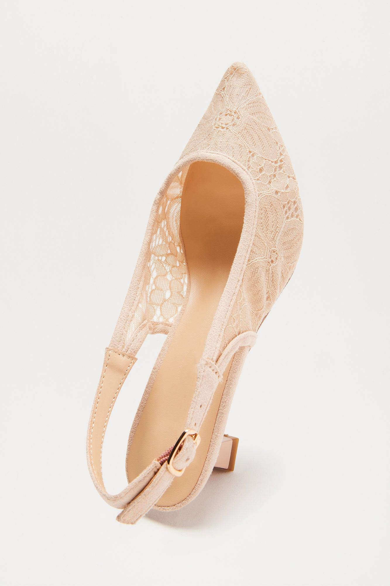 Arica Lace Slingback Pumps - Nude Product Image