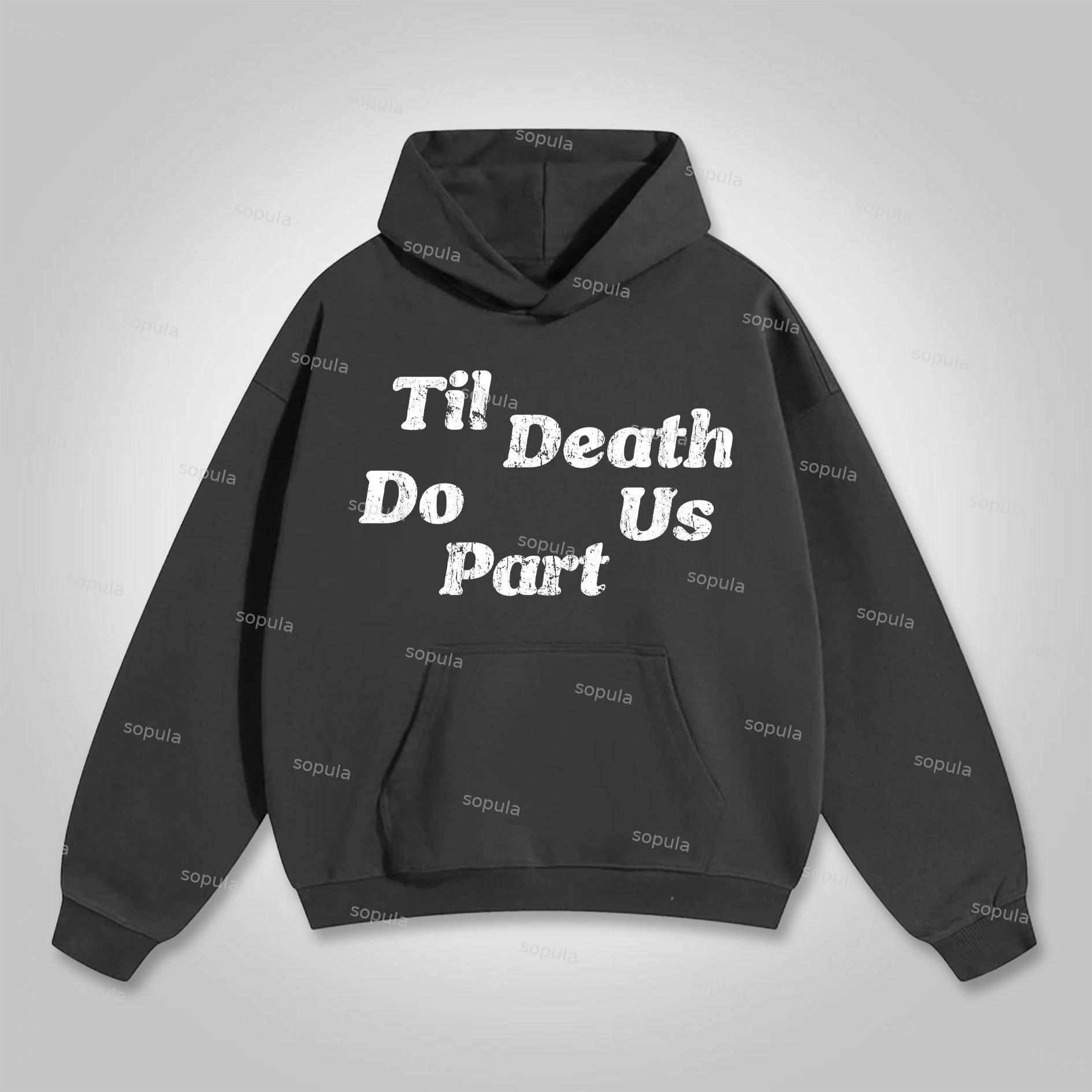 Sopula Til Death Do Us Part Skull Vintage Graphic Pocket Hoodie Product Image